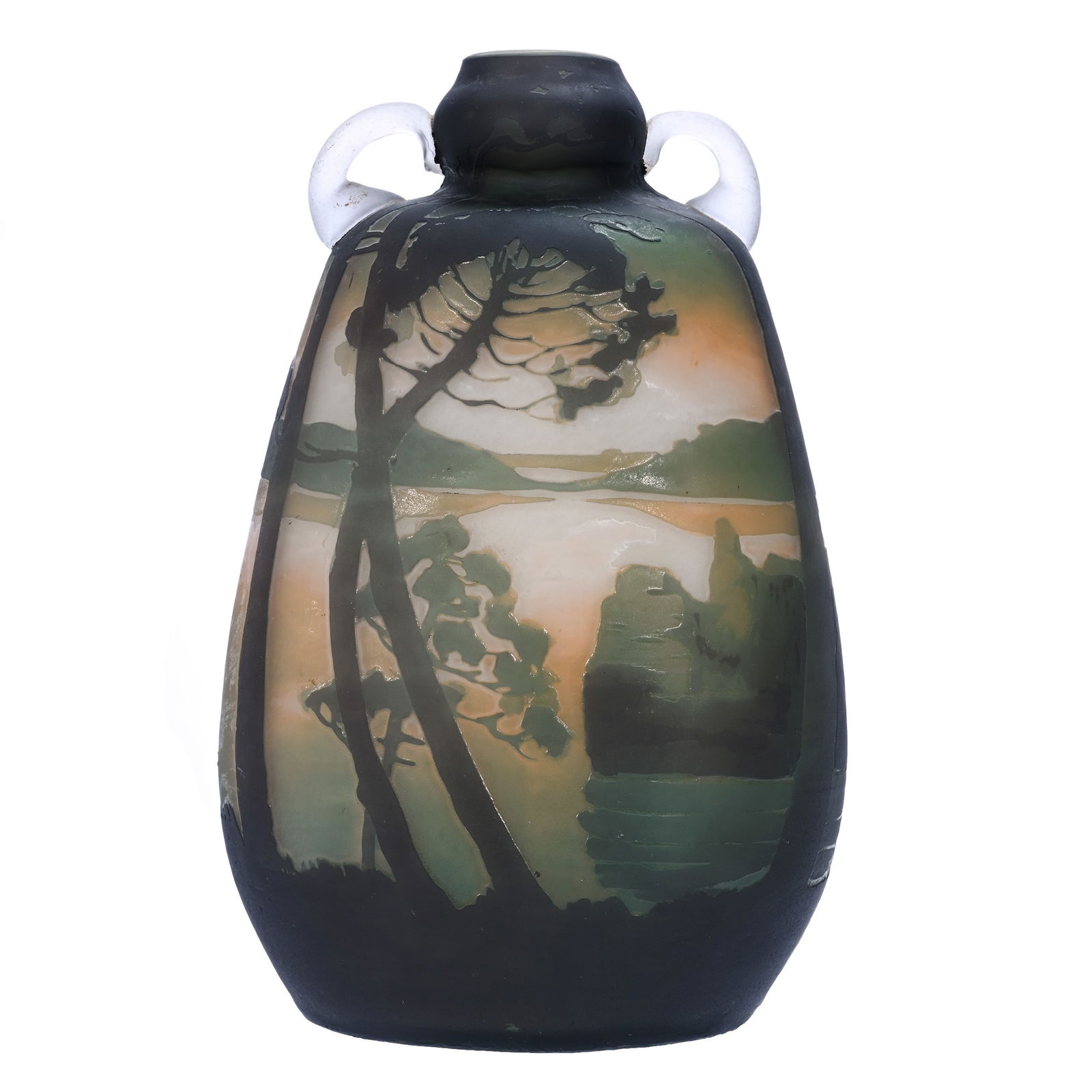 Two Handled Vase, Signed Muller French Cameo Art Glass (1 of 4)