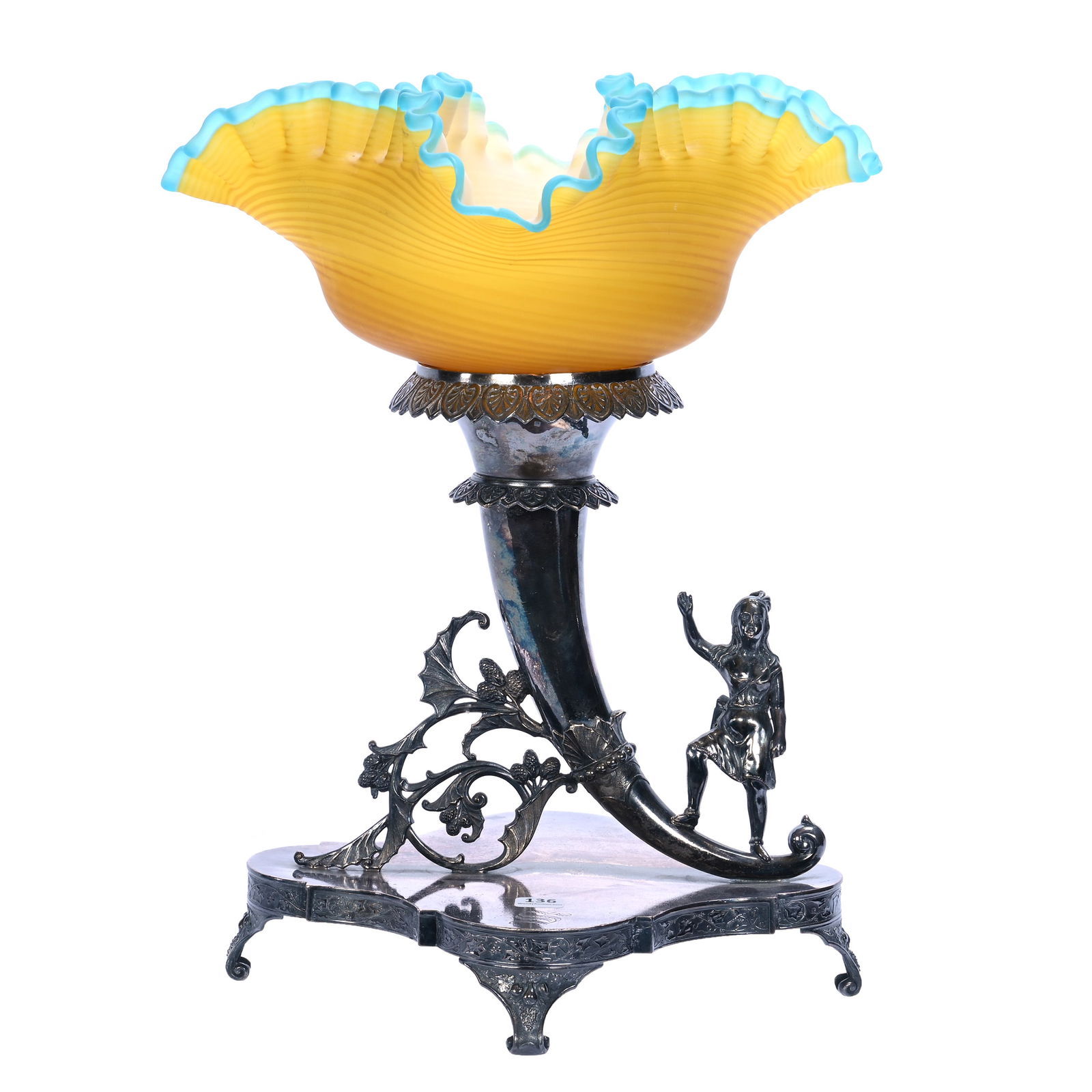 VictorianBrides Basket/Center Piece, Yellow Mother Of Pearl Swirl Bowl With Opalescent Interior (1 of 4)