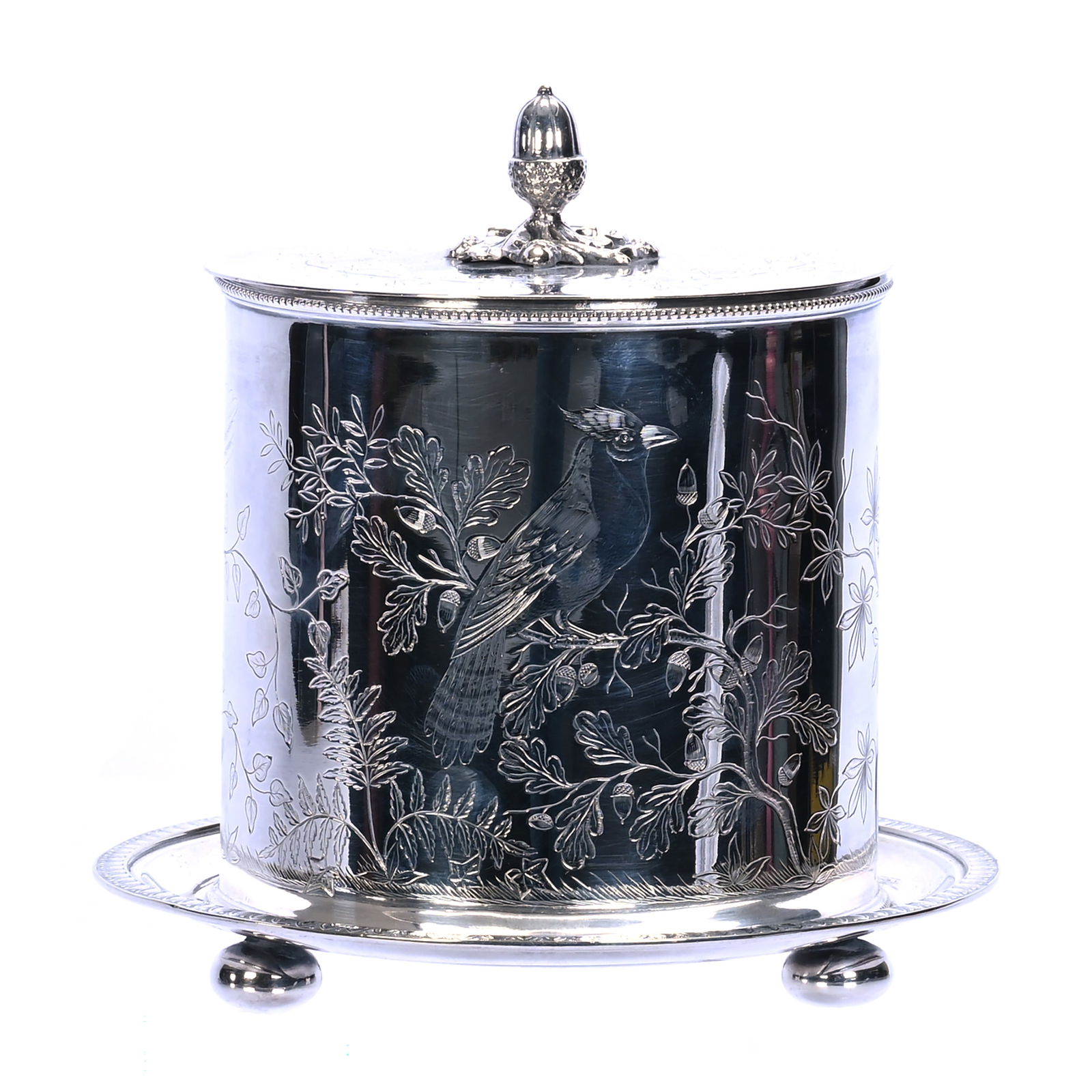 Biscuit Box, English Silverplate Marked Horace Woodward And Company (1 of 5)