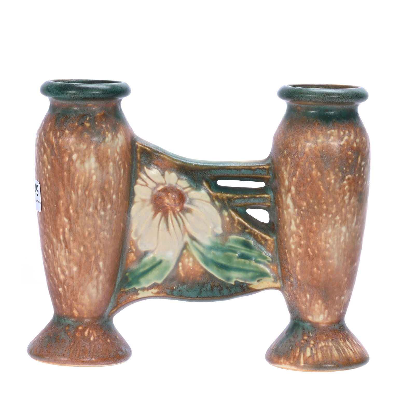 Double Bud Vase, Unmarked Roseville Art Pottery (1 of 3)