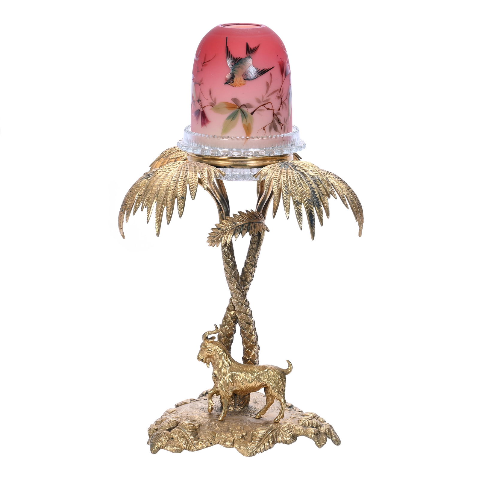 Fairy Lamp, Webb Peach Blow Art Glass Shade On Clear Clark Insert (1 of 3)