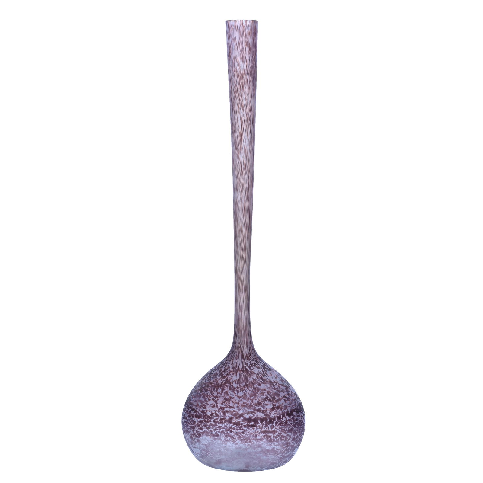 Long Necked Vase, Signed A. Delatte Nancy, French Art Glass: Long Necked Vase, Signed A. Delatte Nancy, French Art Glass, 26.25 x 7.25 x 5.5 Inches, Lavender, Pink, And Frosted Mottled Design, 3.4 Pounds, Lena Salardino Collection, Colorado.
