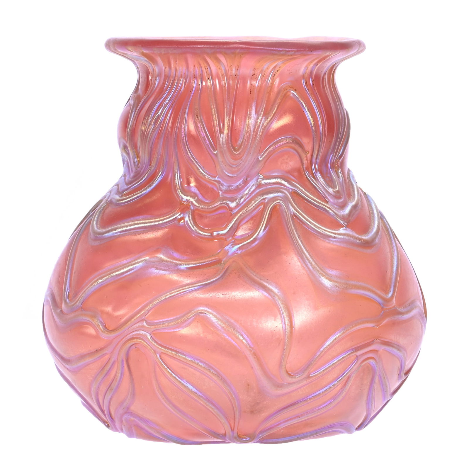Vase, Unmarked Loetz Art Glass, Camellia Red Formosa Pattern (1 of 3)