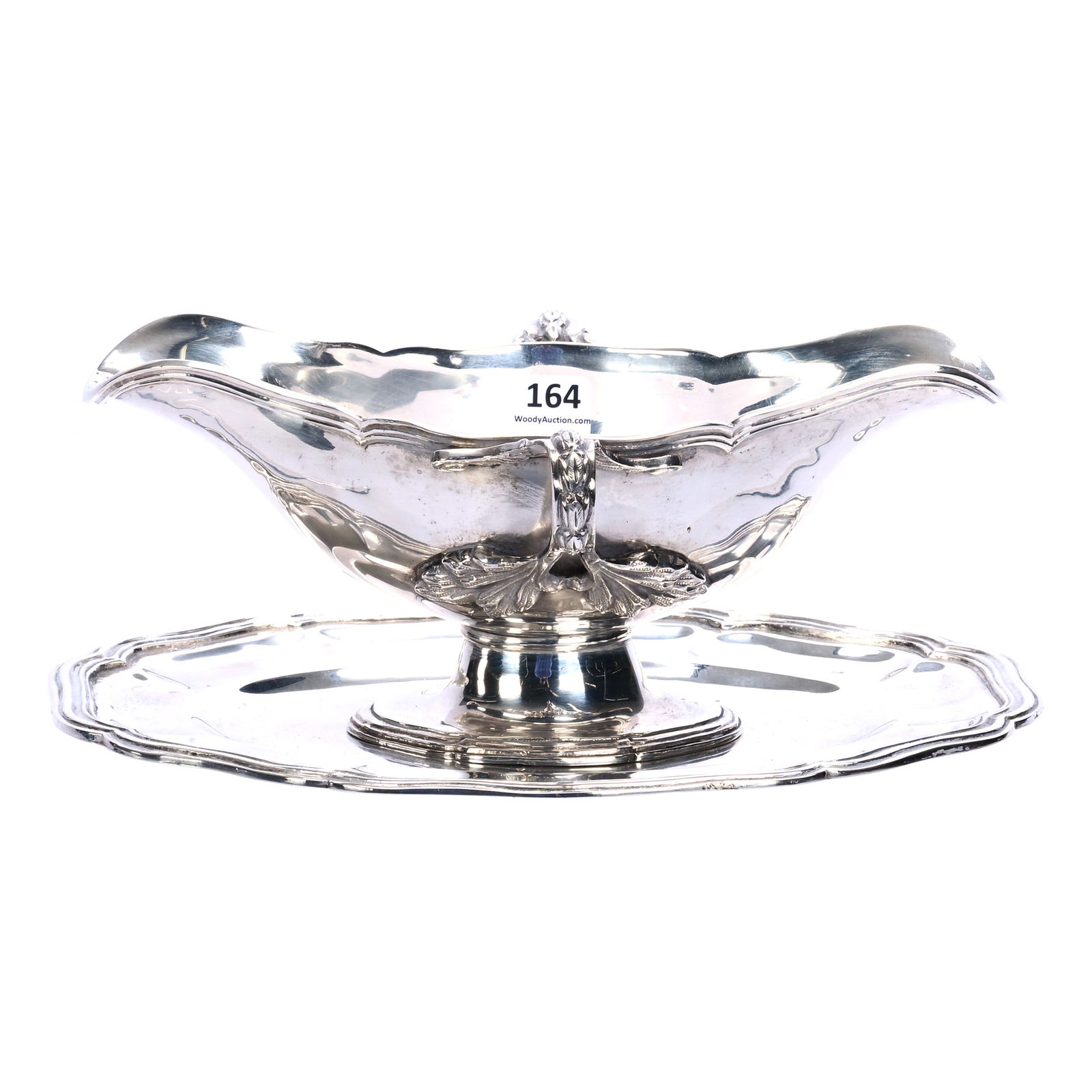 Gravy Boat And Attached Underplate, Two Handles, Solid Sterling Silver Marked Sanborns Mexico (1 of 4)