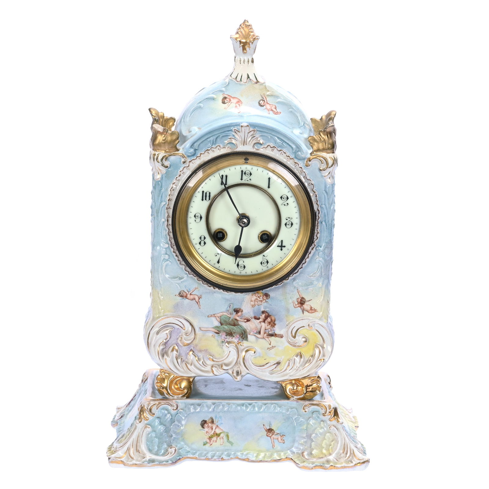 Two Piece China Mantel Clock, Unmarked Royal Bon Style (1 of 6)