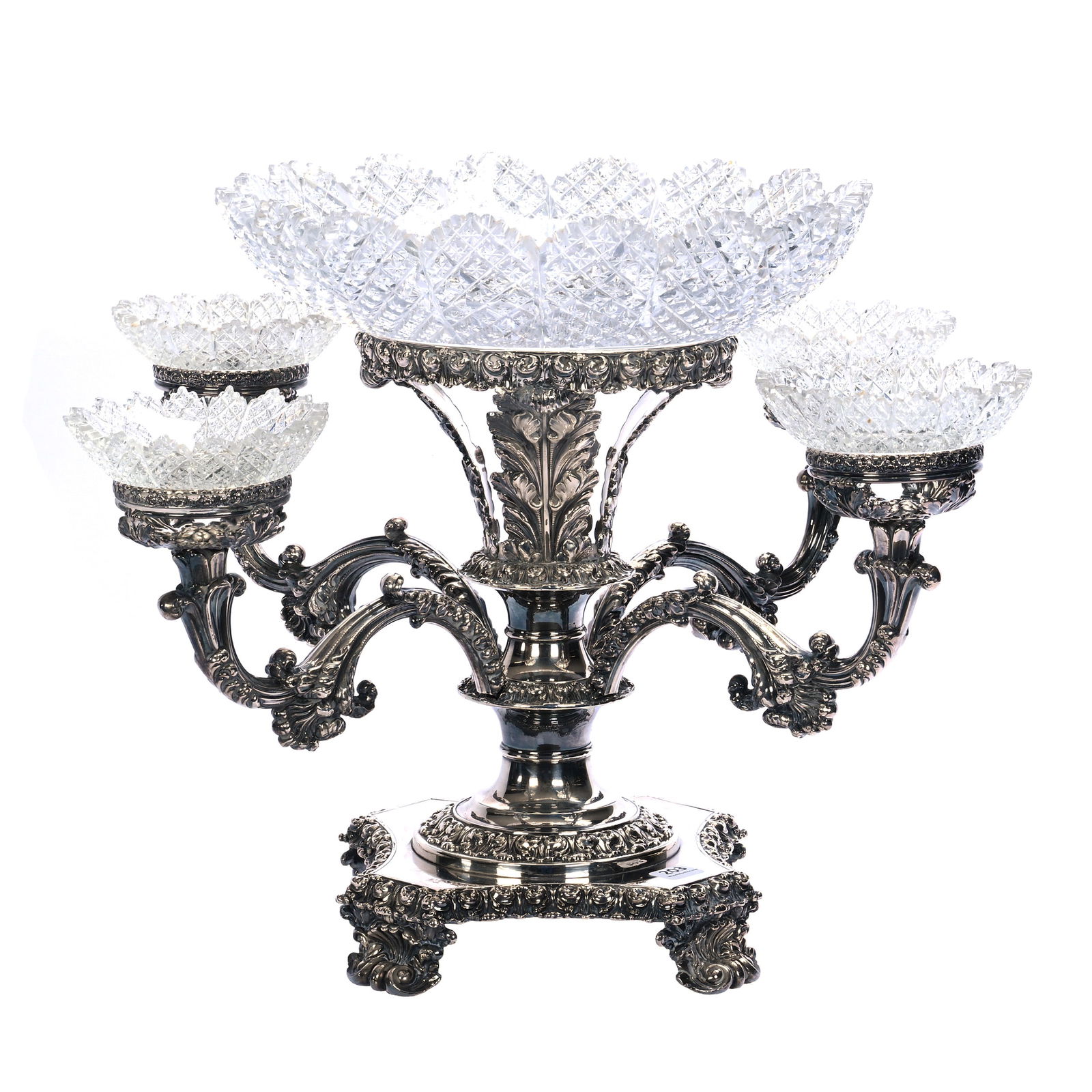 Centerpiece Epergne, Four Arm, Victorian English Georgian Sheffield Silverplate (1 of 15)