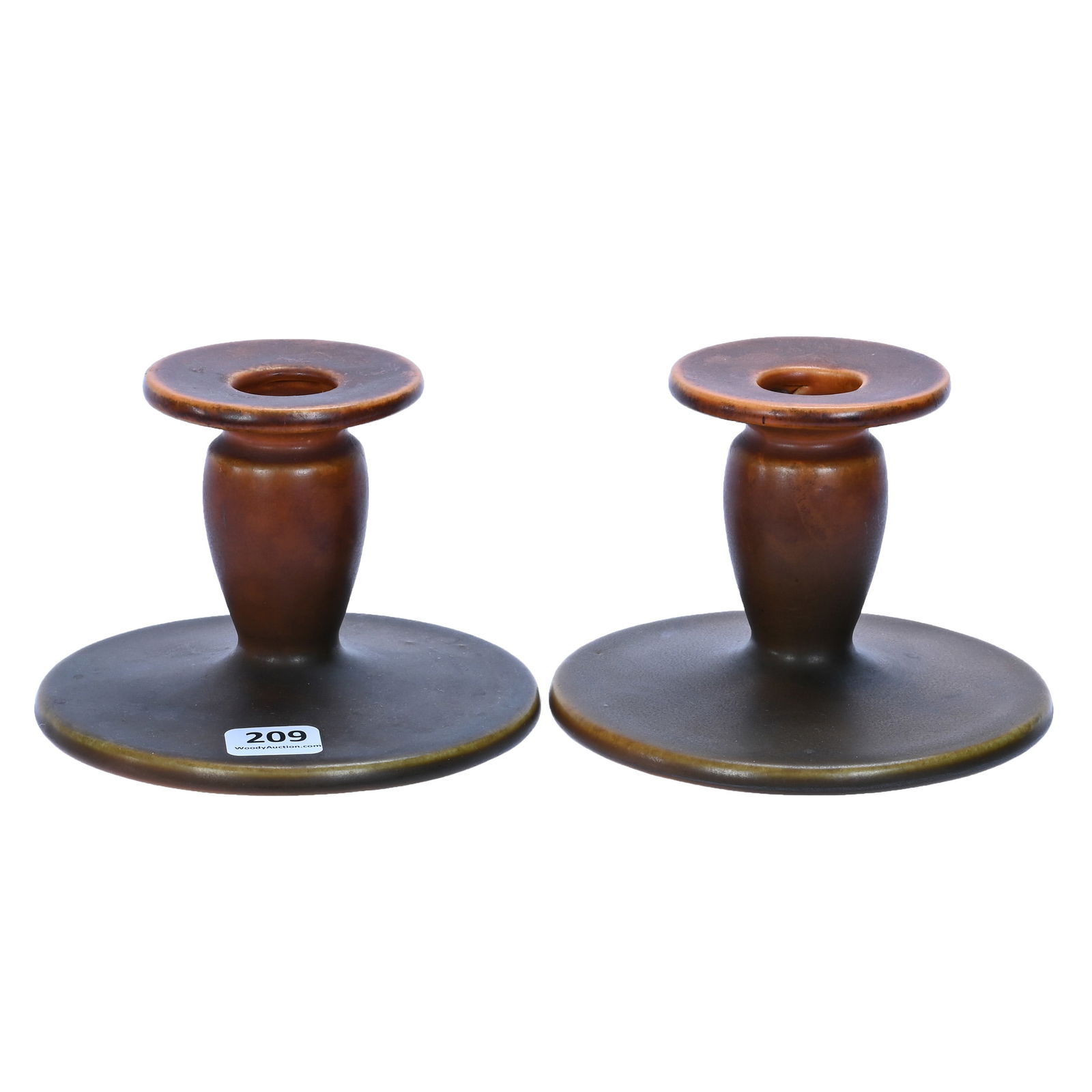 Pair Candlestick Holders, Roseville Art Pottery, Ink Stamp Mark (1 of 3)