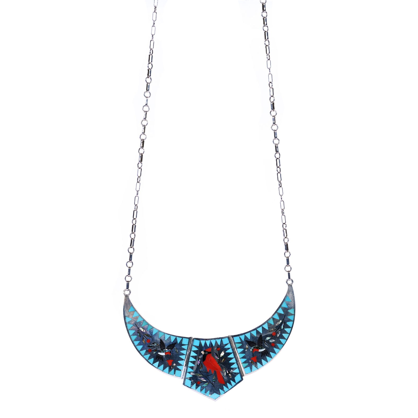 Zuni Sterling Silver Necklace, Marked By Dennis And Nancy Edaakie (1 of 2)