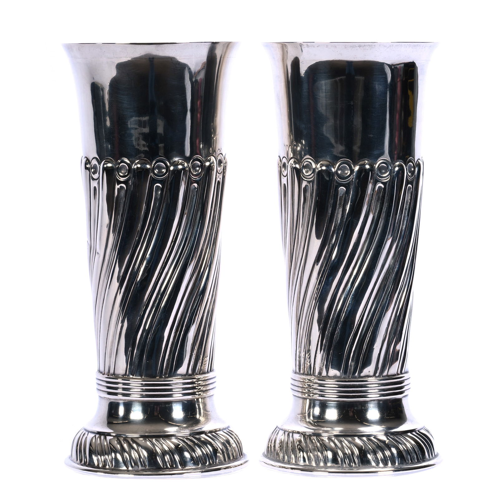 Pair Vases, Solid Sterling Silver, English Hallmarks (London), Dated 1903 (1 of 5)