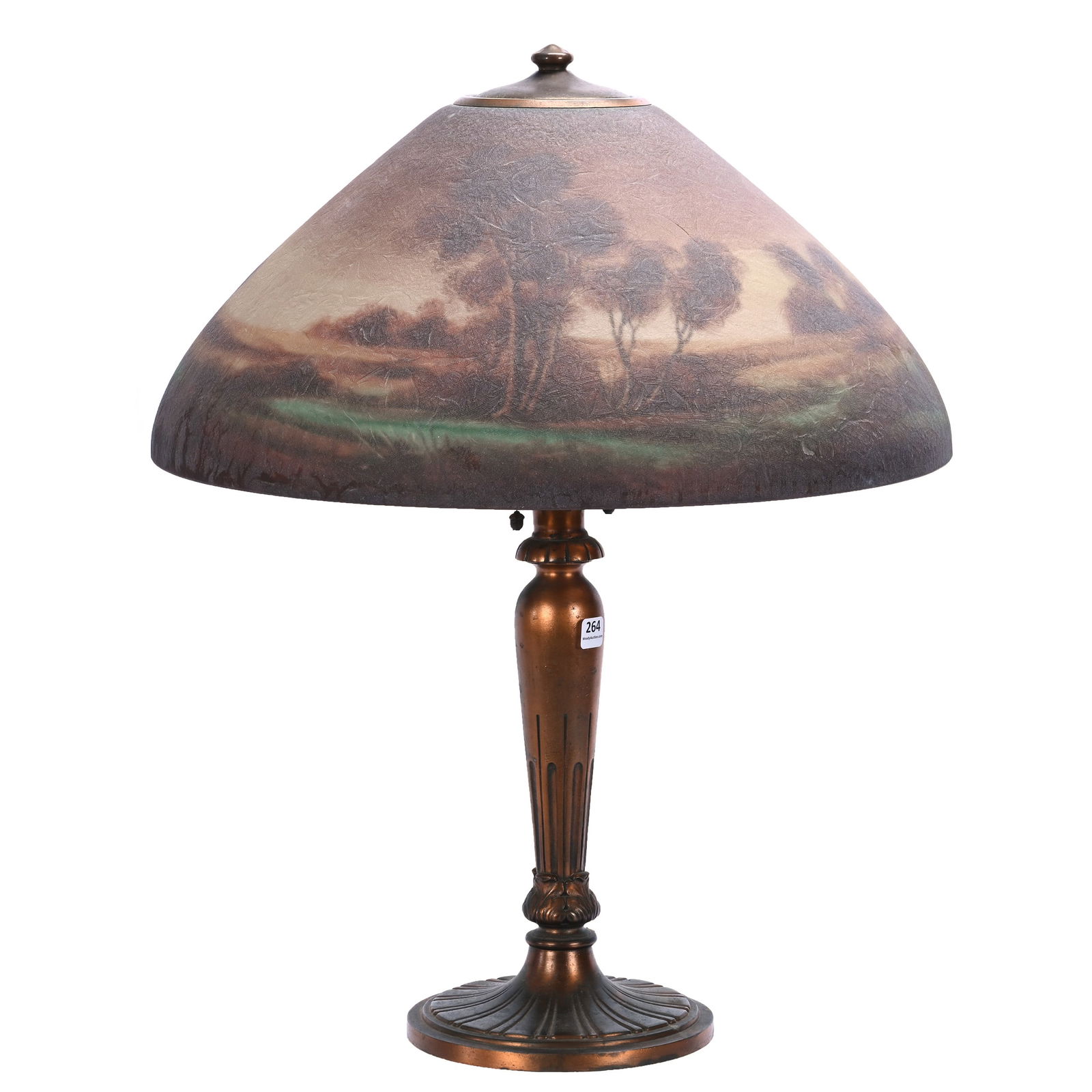 Table Lamp, Reverse Painted, Chipped Ice Shade Signed Jefferson #1885 (1 of 6)