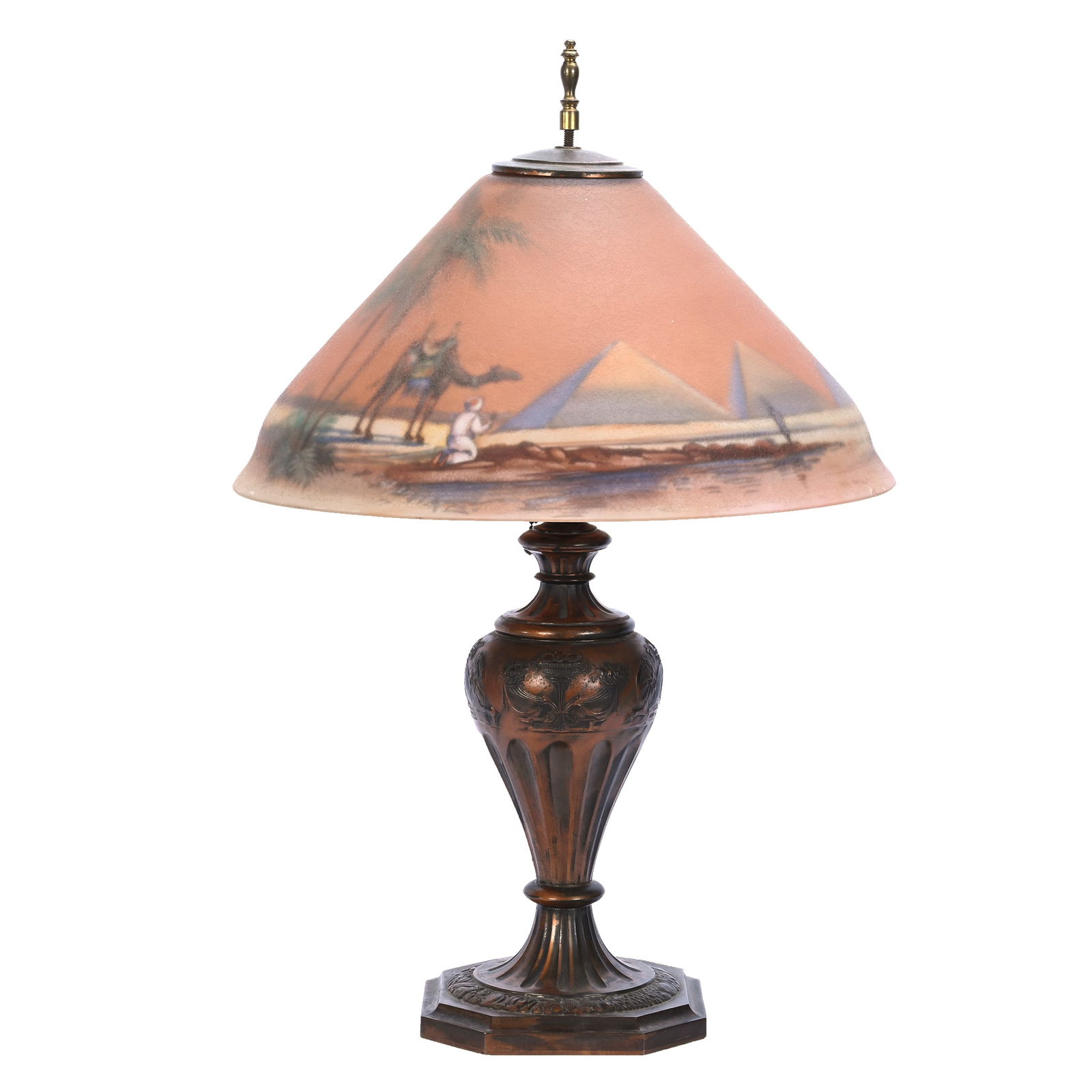Table Lamp, Pairpoint Reverse Painted Chipped Ice Shade (1 of 8)