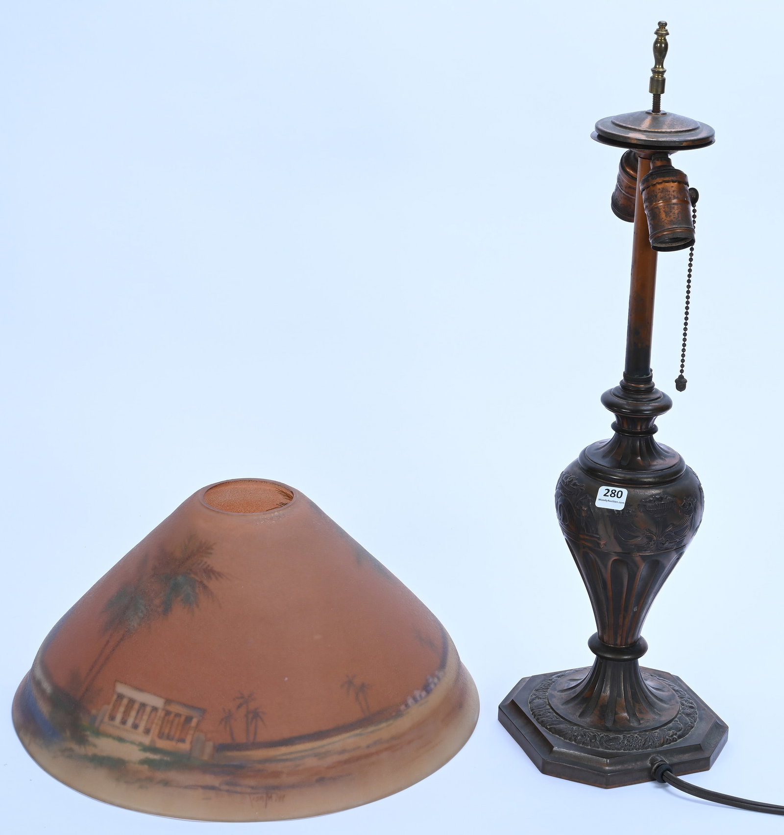 Table Lamp, Pairpoint Reverse Painted Chipped Ice Shade - 2