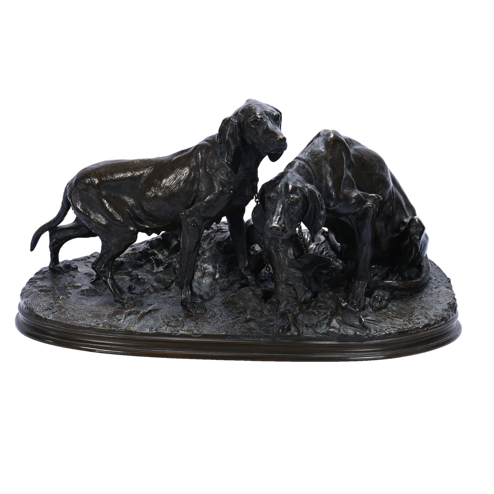 Bronze Sculpture, French, Artist Signed P. J. Mene (1810-1879), Titled "Chasse" (1 of 4)