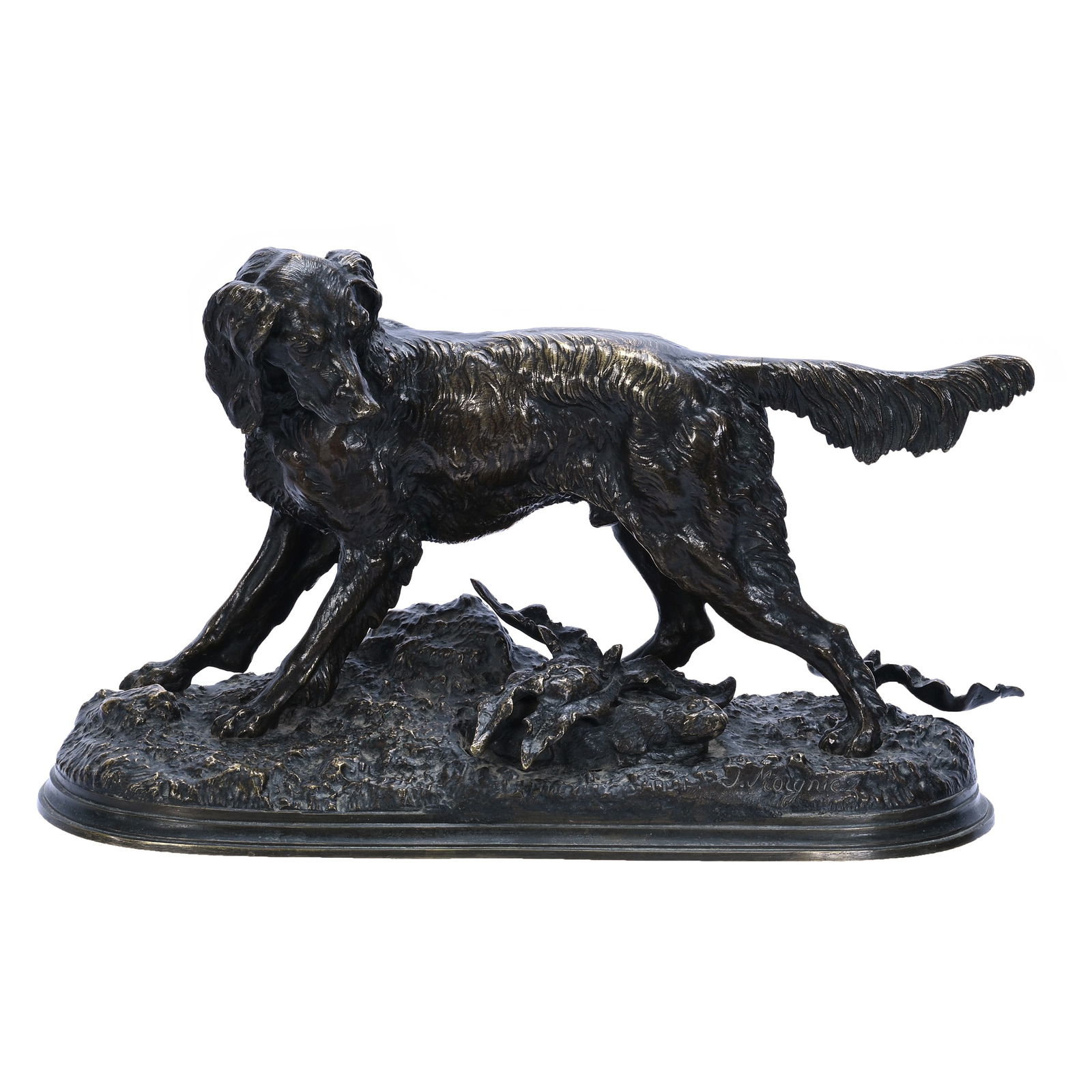 Bronze Sculpture, French, Artist Signed J (Jules) Moigniez (1835-1894), Hunting Dog (1 of 4)