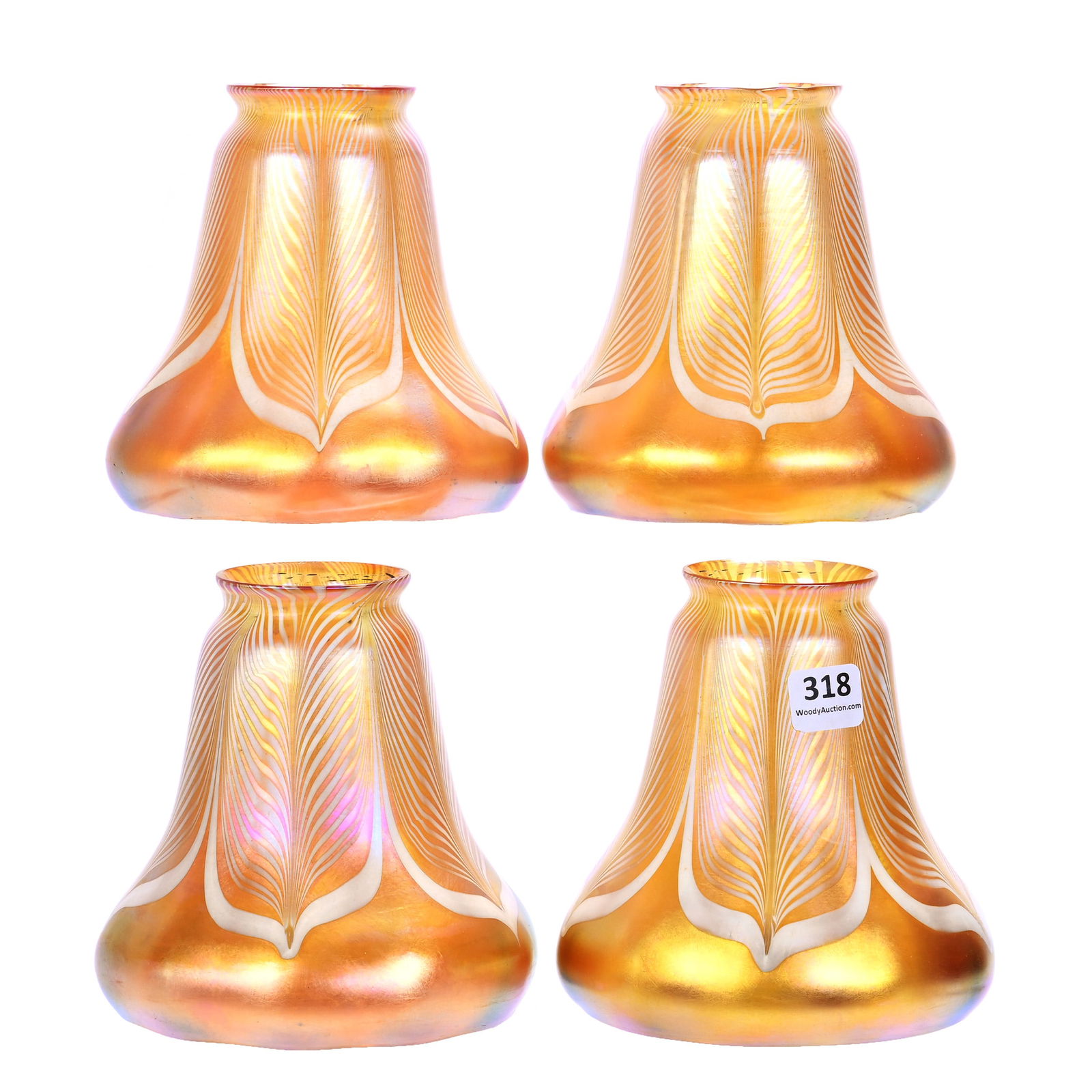 (4) Light Shades, Signed Quezal Art Glass (1 of 6)