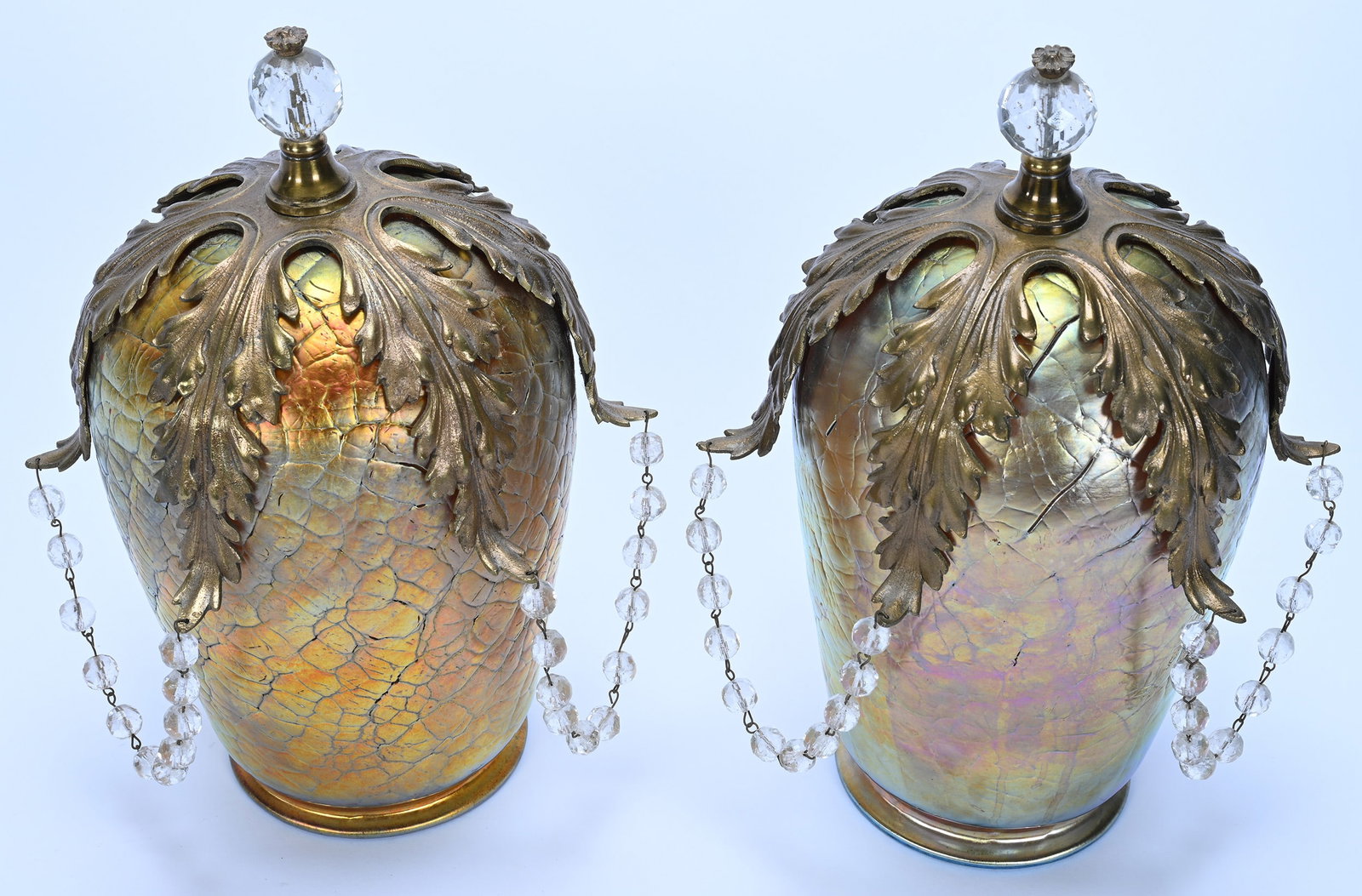 Pair Of Art Glass Sconce Shades - 2