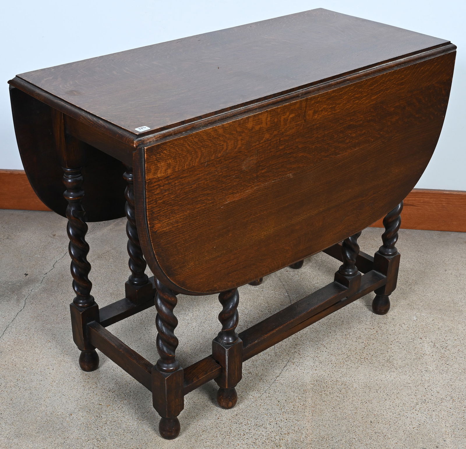 Oak Drop Leaf, Barley Twist Table - 3