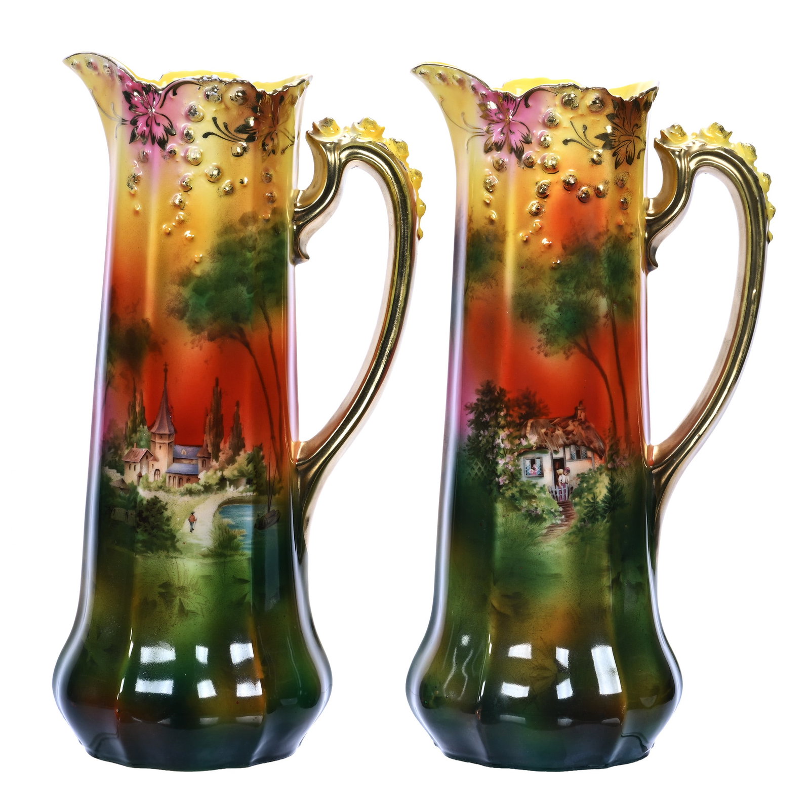 Pair Tankards, R.S. Germany (Steeple Rosebud Mold) (1 of 3)