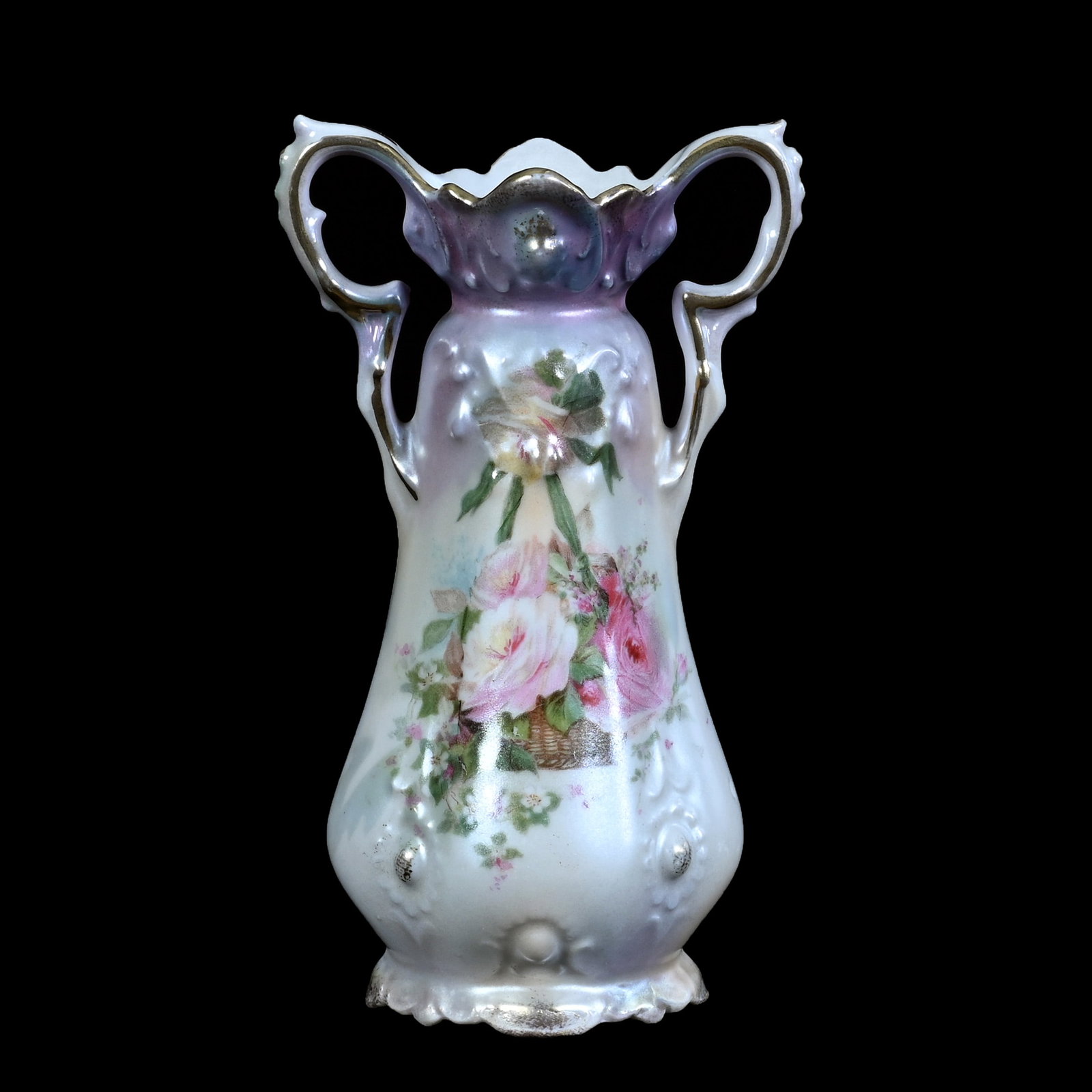 Two Handled Vase, Marked R.S. Prussia, Jewel Mold (Salesman Sample) (1 of 3)