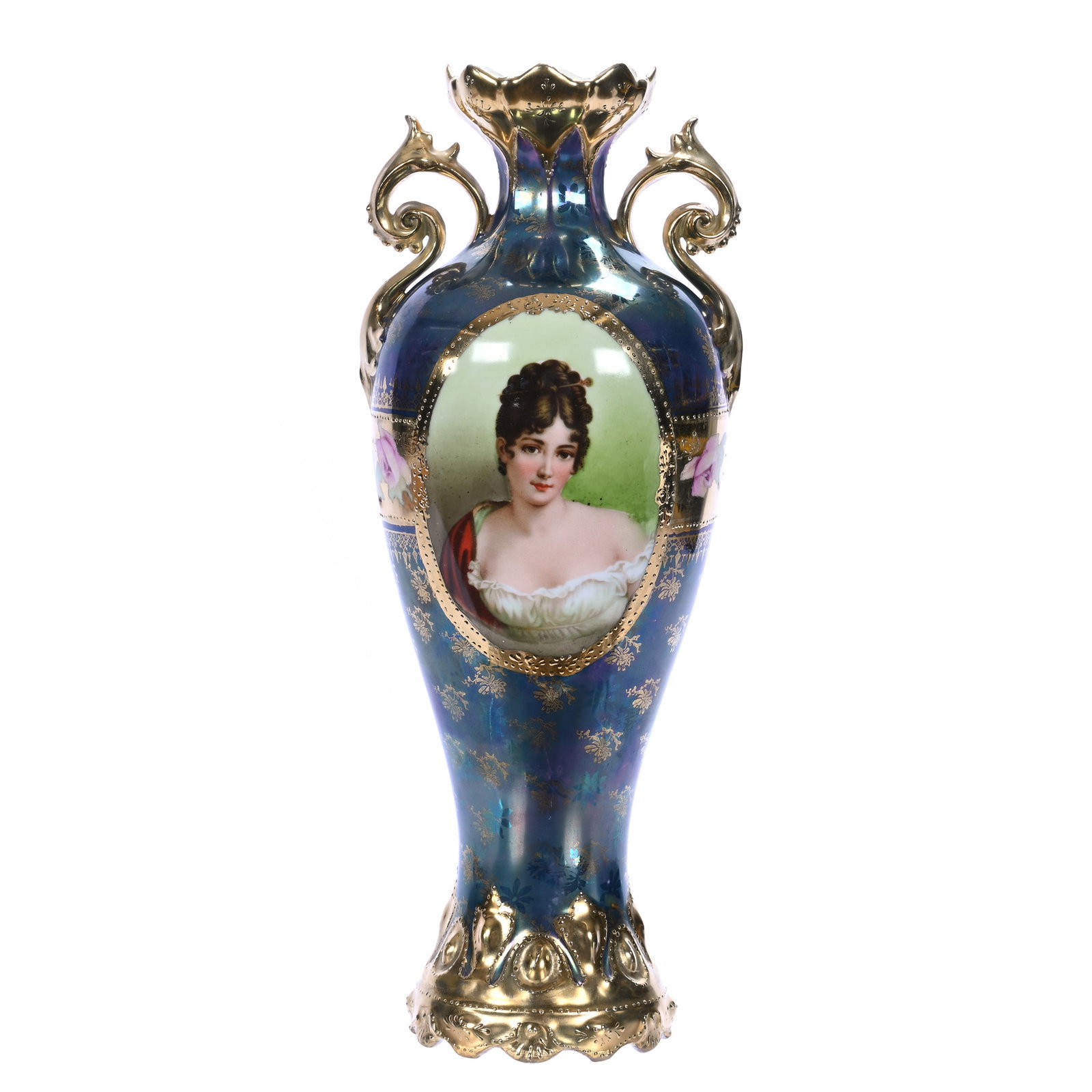 Two Handled Vase, Marked Royal Vienna Germany, Jewel Mold (1 of 3)