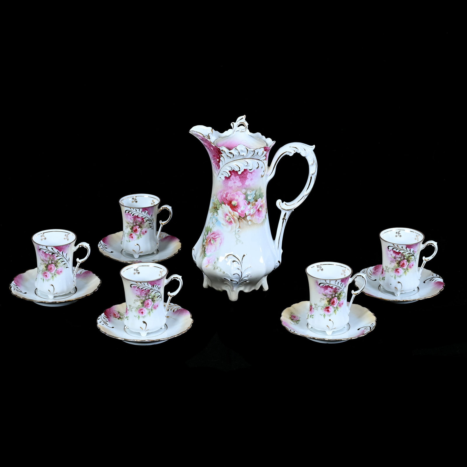 Chocolate Set, Marked R.S. Prussia, Plume Mold (1 of 5)