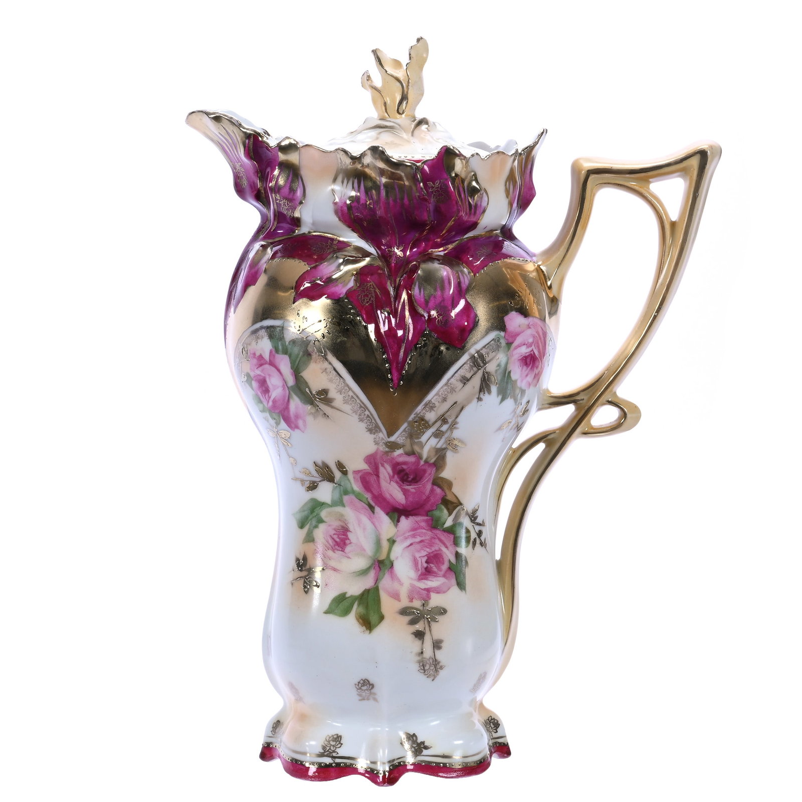 Chocolate Pot, Marked R.S. Prussia, Iris Mold (1 of 3)