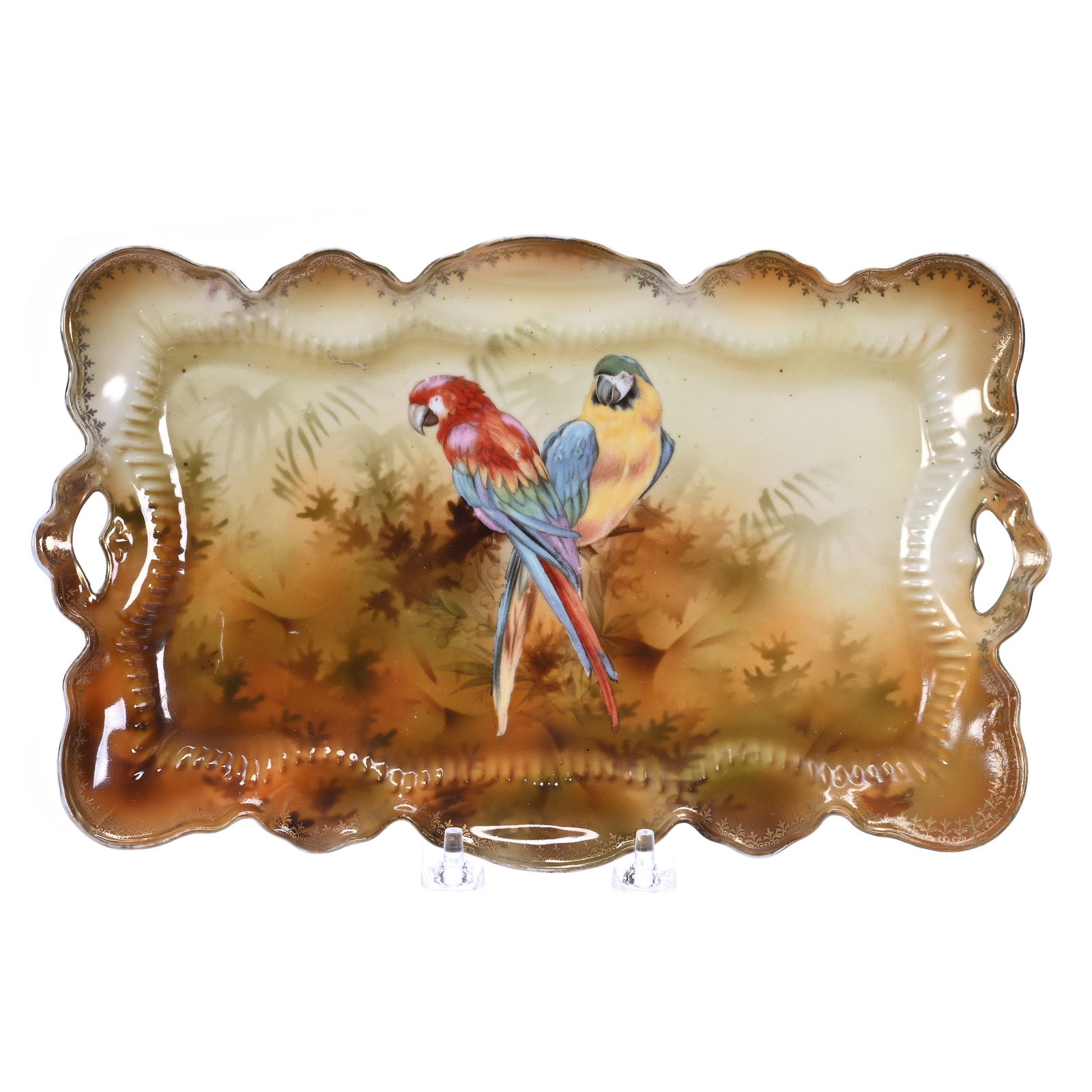Dresser Tray, R.S. Prussia, Rare Parrot Scenic Decor (1 of 2)