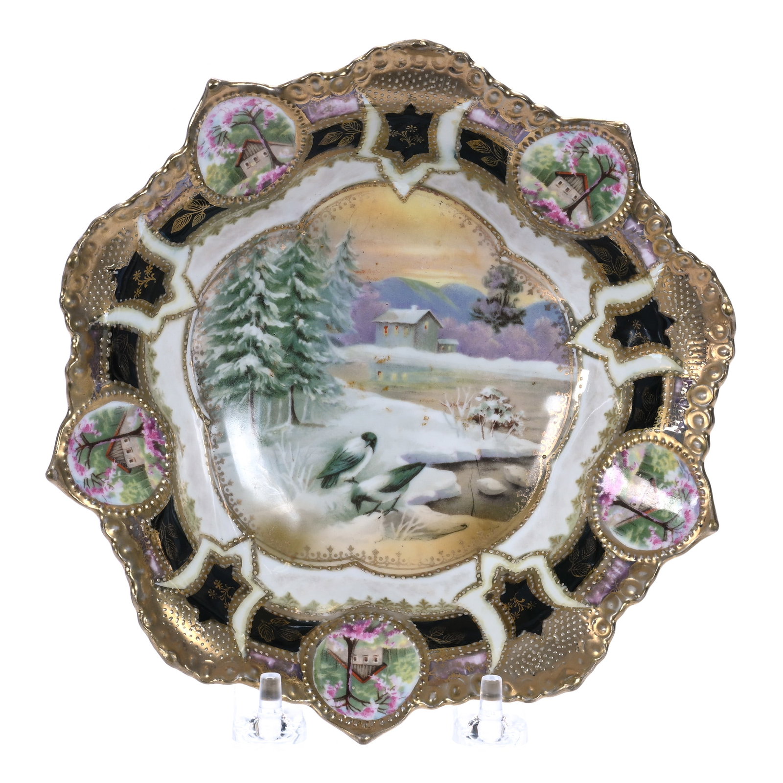 Footed Bowl, Marked R.S. Prussia, Medallion Mold (1 of 2)