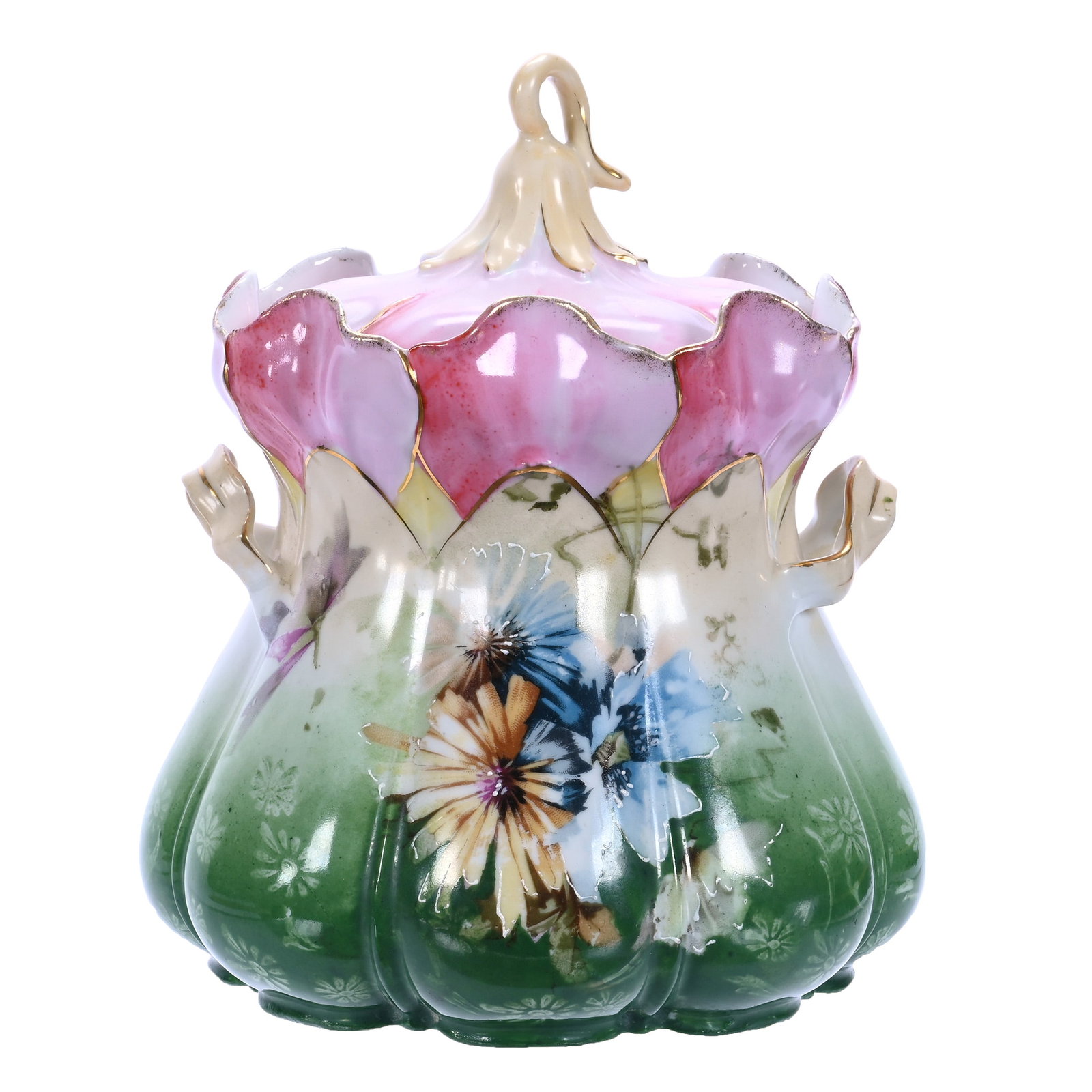 Biscuit Jar, Unmarked R.S. Prussia, Morning Glory Mold (1 of 3)