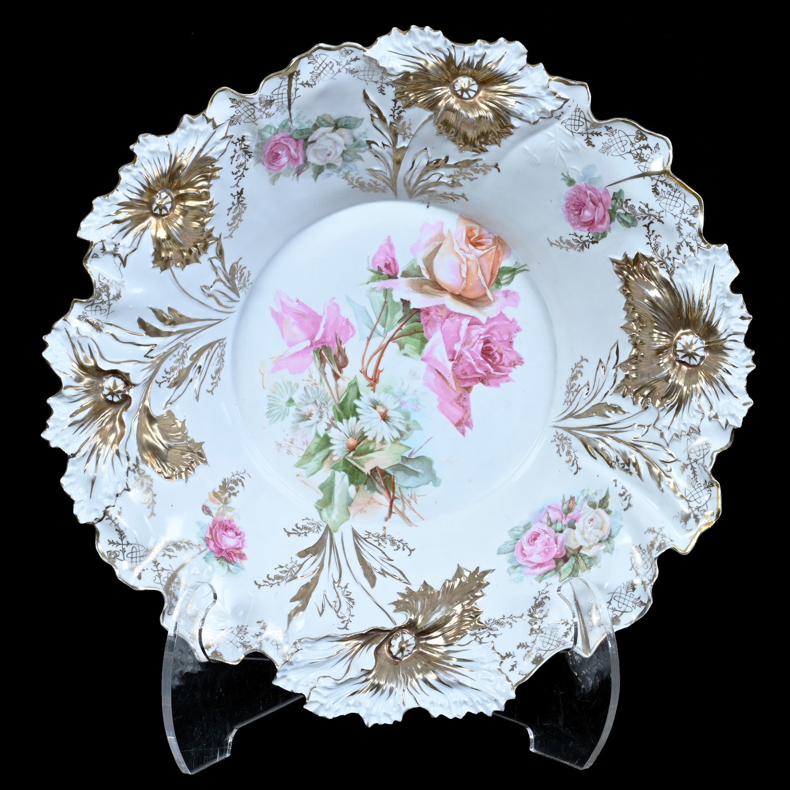 Center Bowl, Marked R.S. Prussia, Carnation Mold (1 of 3)