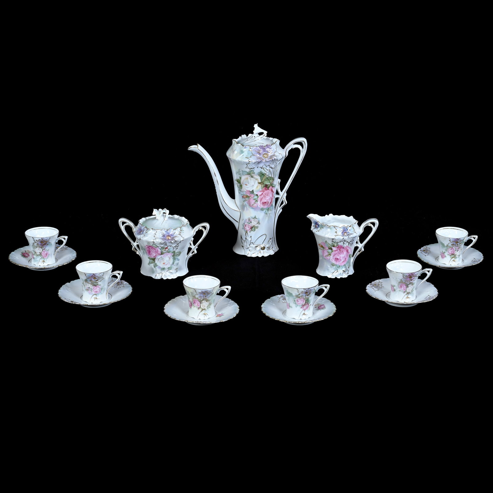 Demitasse Set, Marked R.S. Prussia, Carnation Mold (1 of 3)