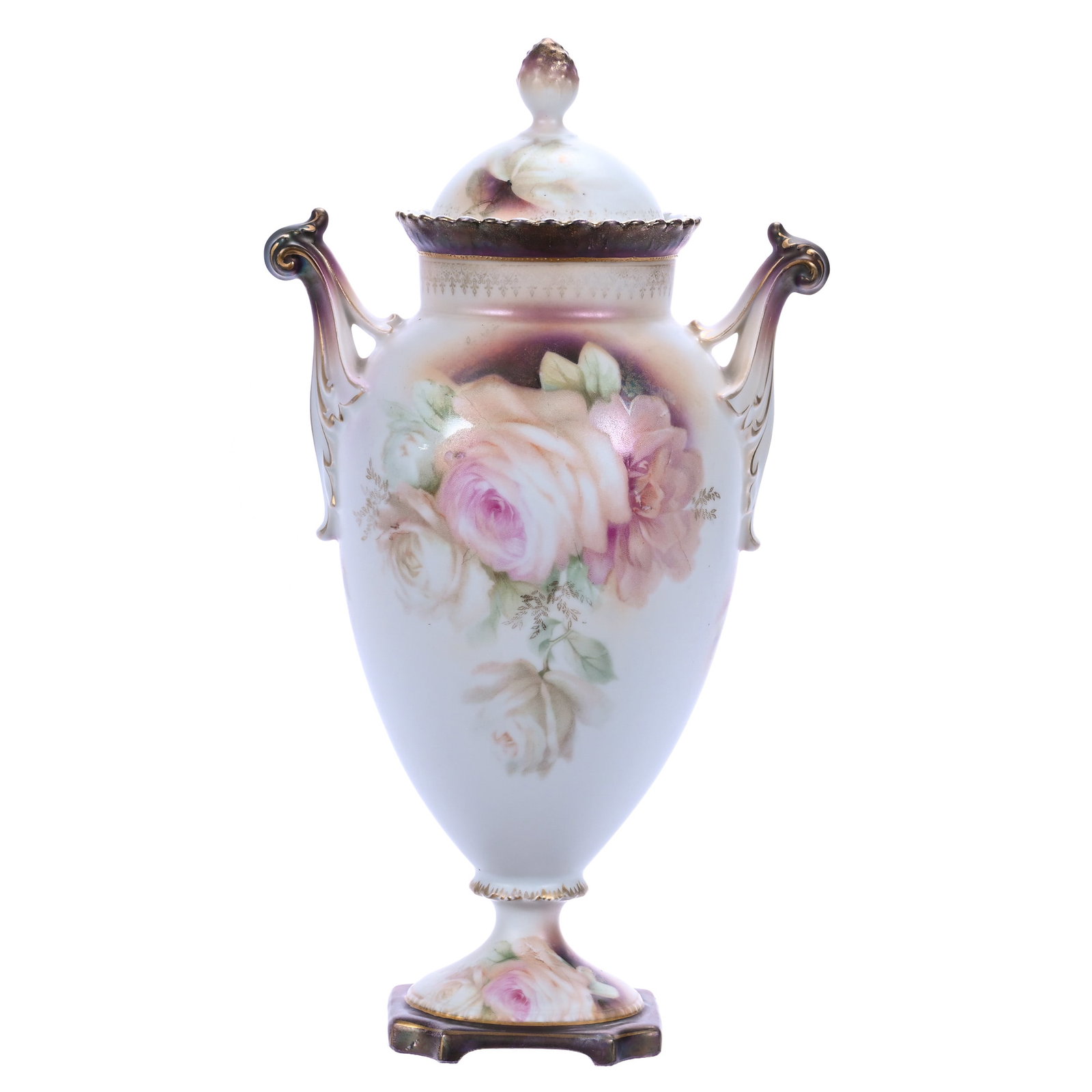 Pedestal Two Handled Covered Urn, Marked R.S. Poland (1 of 3)