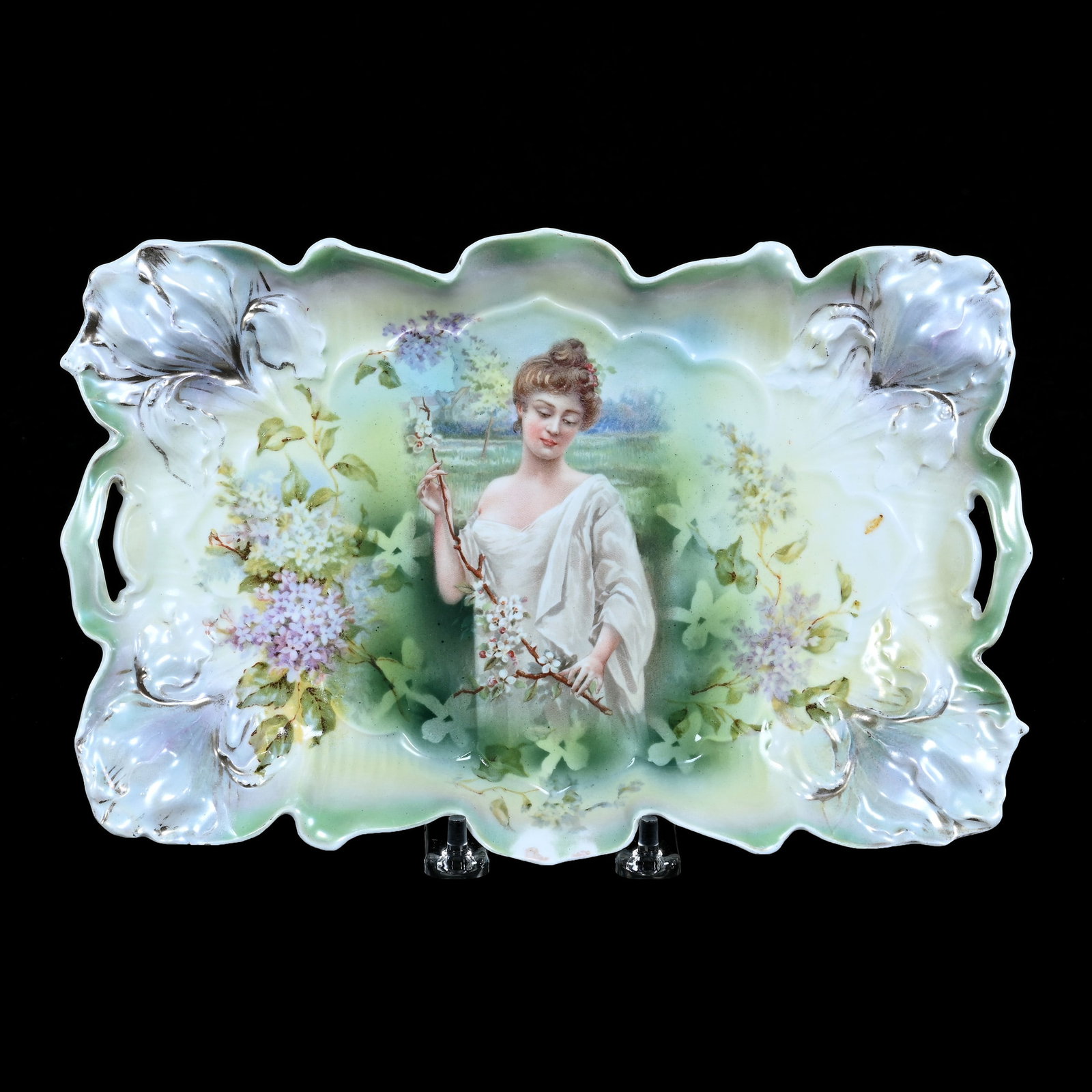 Dresser Tray, Marked R.S. Prussia, Iris Mold, Spring Season Portrait (1 of 2)