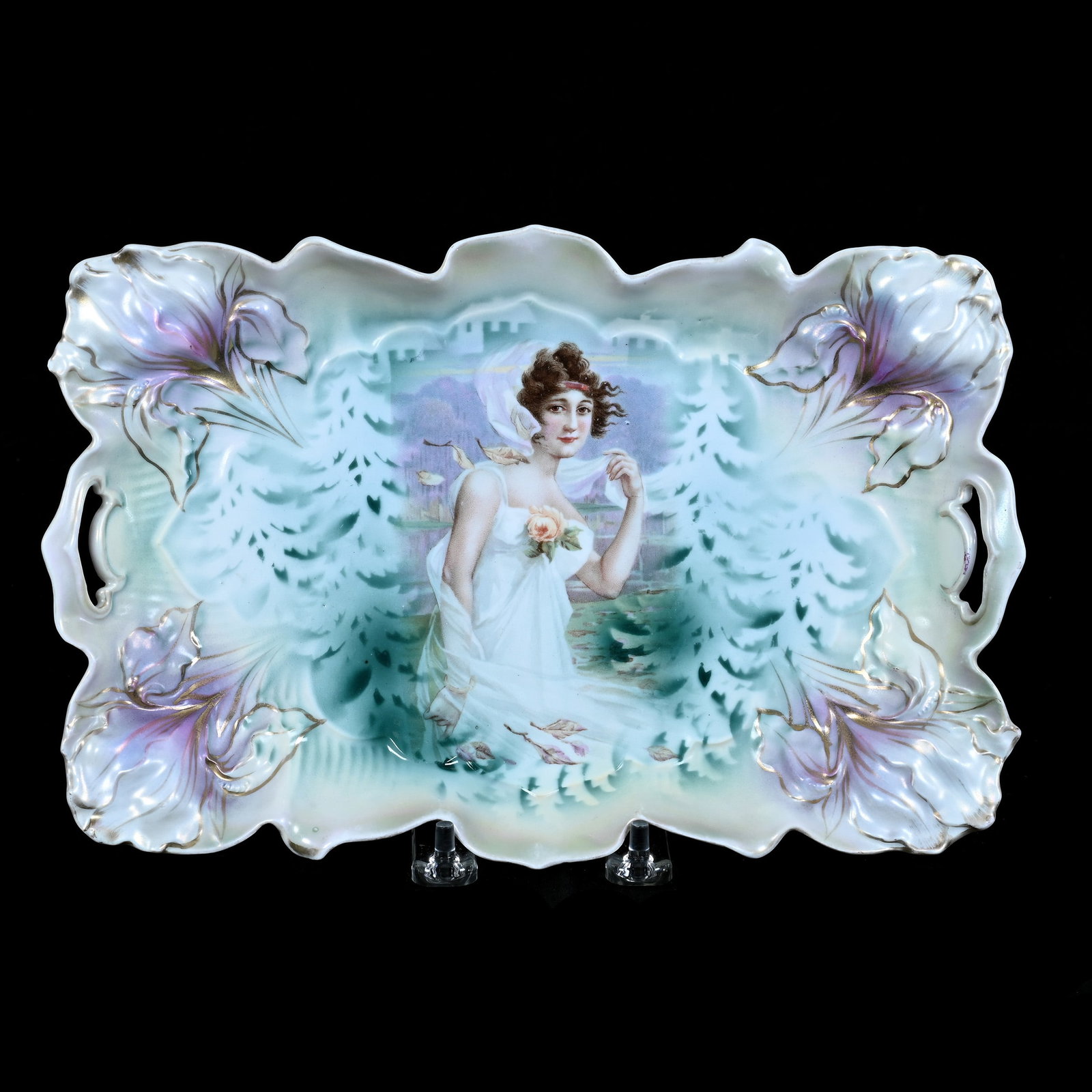 Dresser Tray, Marked R.S. Prussia, Iris Mold, Fall Season Portrait Decor (1 of 2)