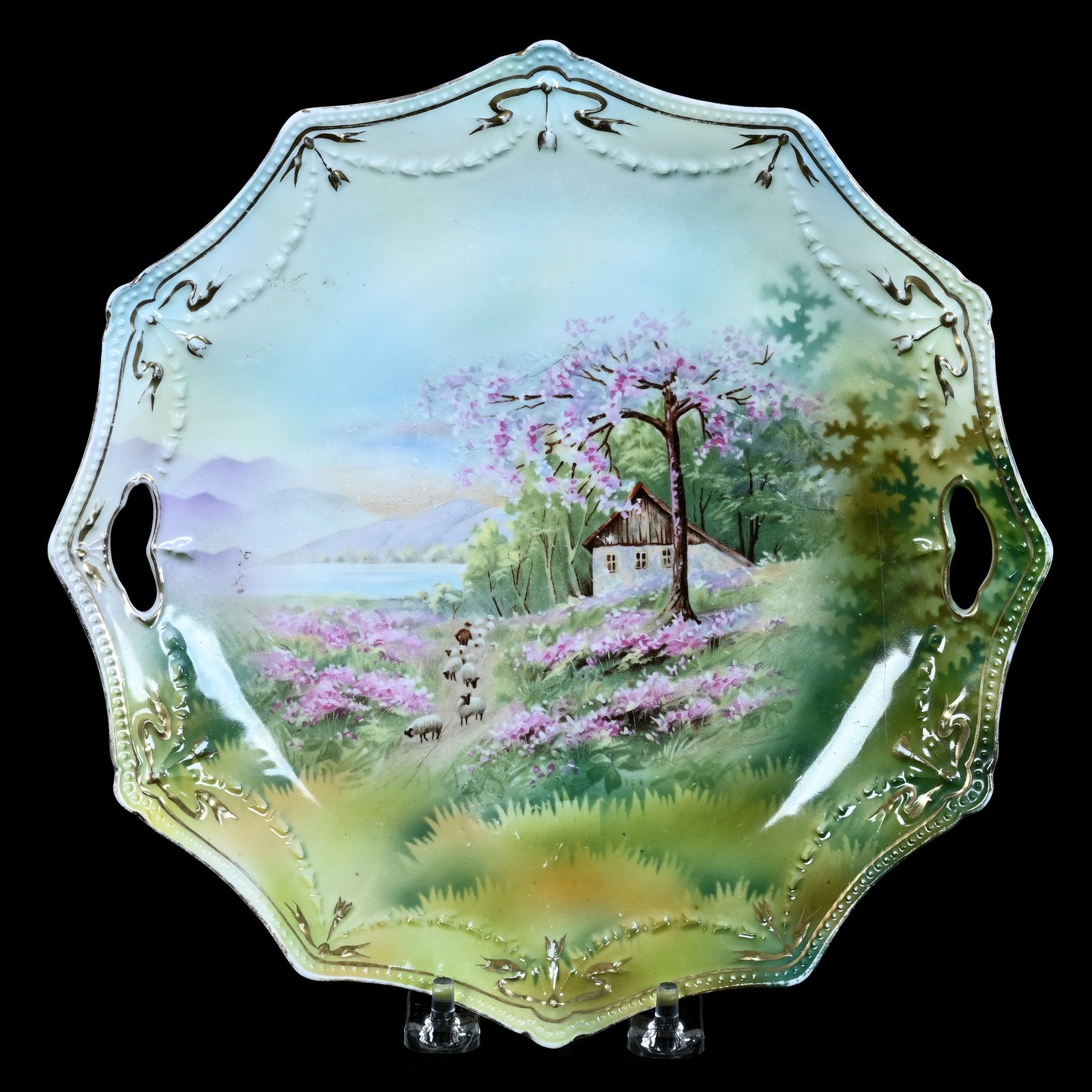 Two Handled Cake Plate, Marked R.S. Prussia, Swag And Tassel Mold (1 of 2)