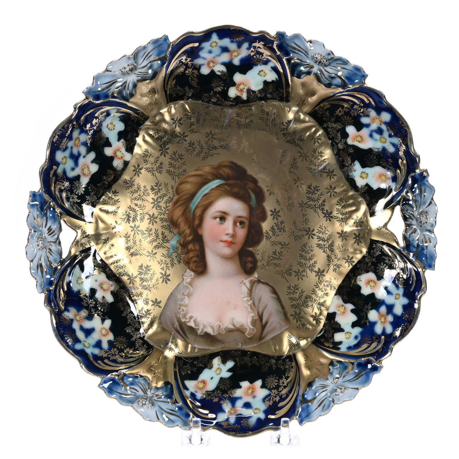 Two Handled Cake Plate, Unmarked R.S. Prussia, Lily Mold (1 of 2)