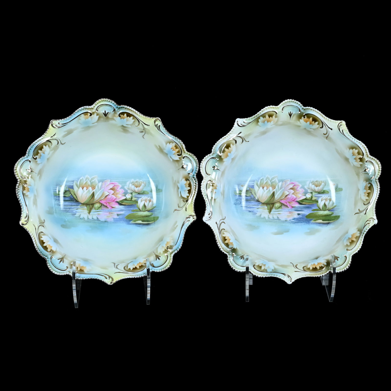 (2) Bowls, R.S. Prussia, One Marked, One Unmarked, Mold 304 (1 of 2)