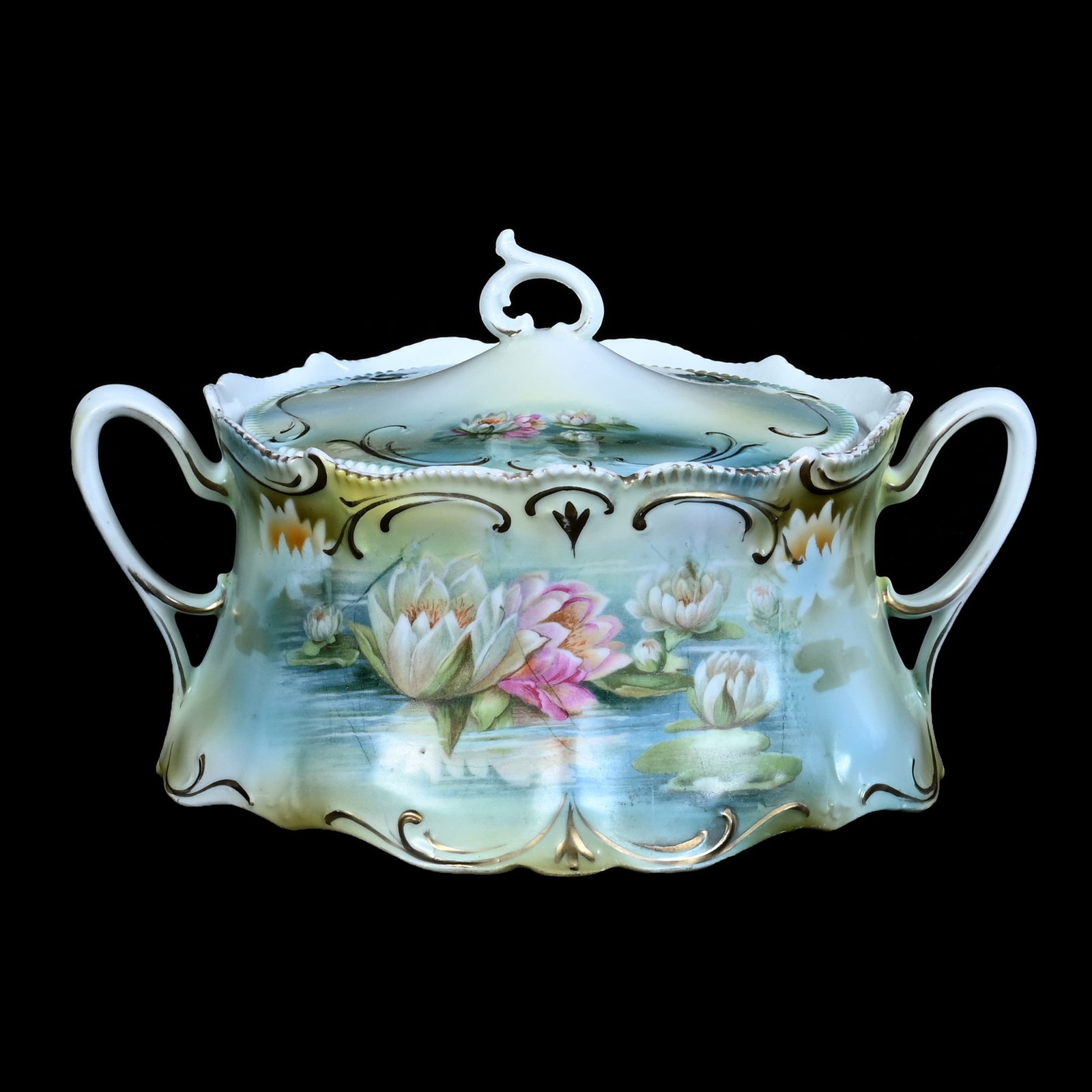 Two Handled Cracker Jar, Prussia (Wheelock Trademark Mold 584 ) (1 of 3)