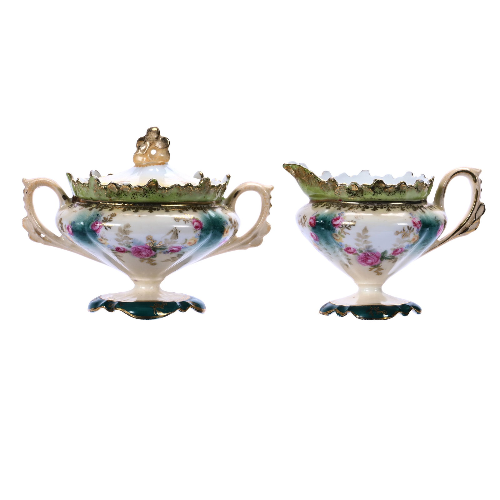 Small Pedestal Creamer And Sugar, Marked R.S. Prussia (1 of 3)