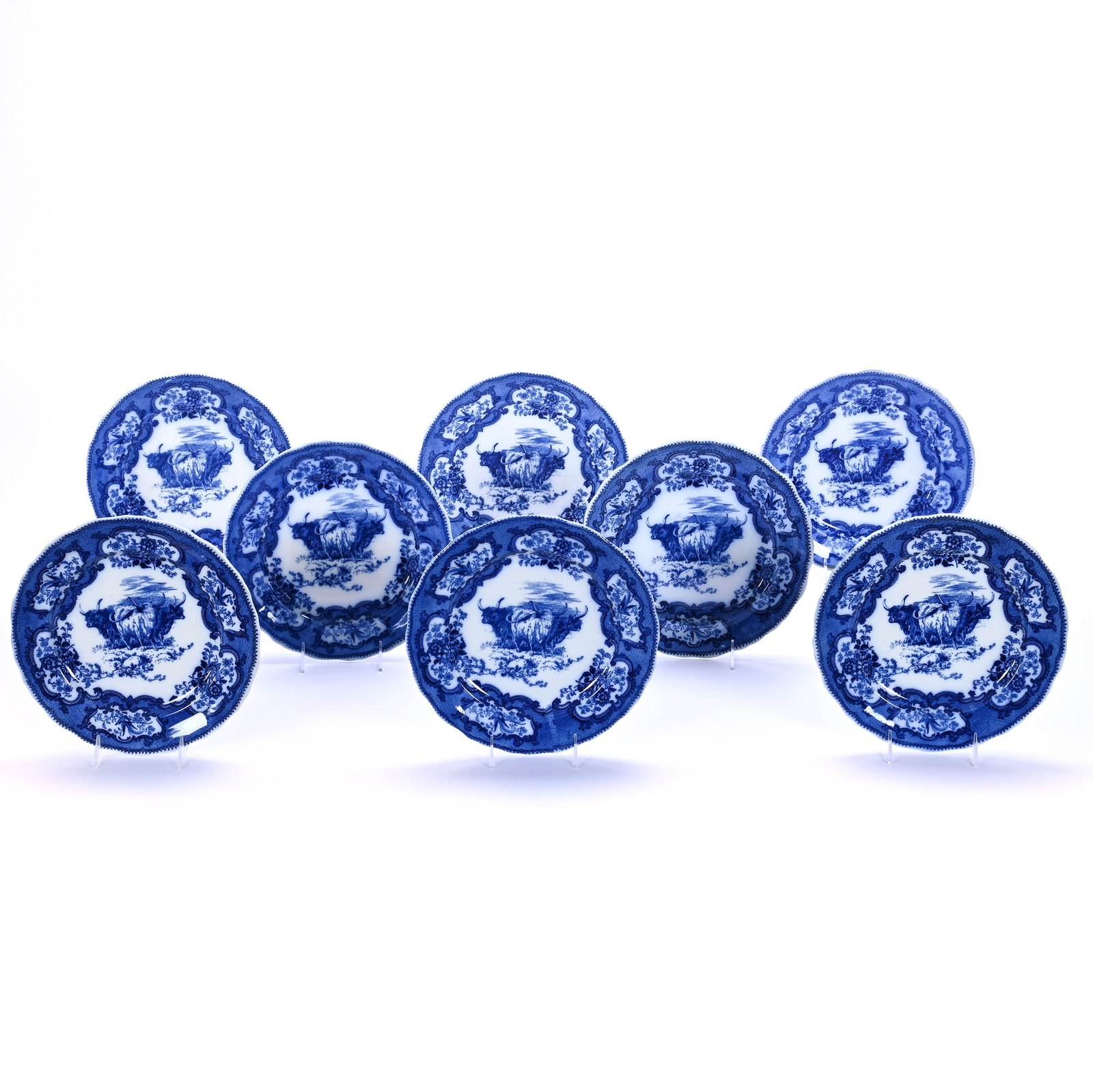 (8) Dinner Plates, Flow Blue Marked Doulton Burslem (1 of 4)