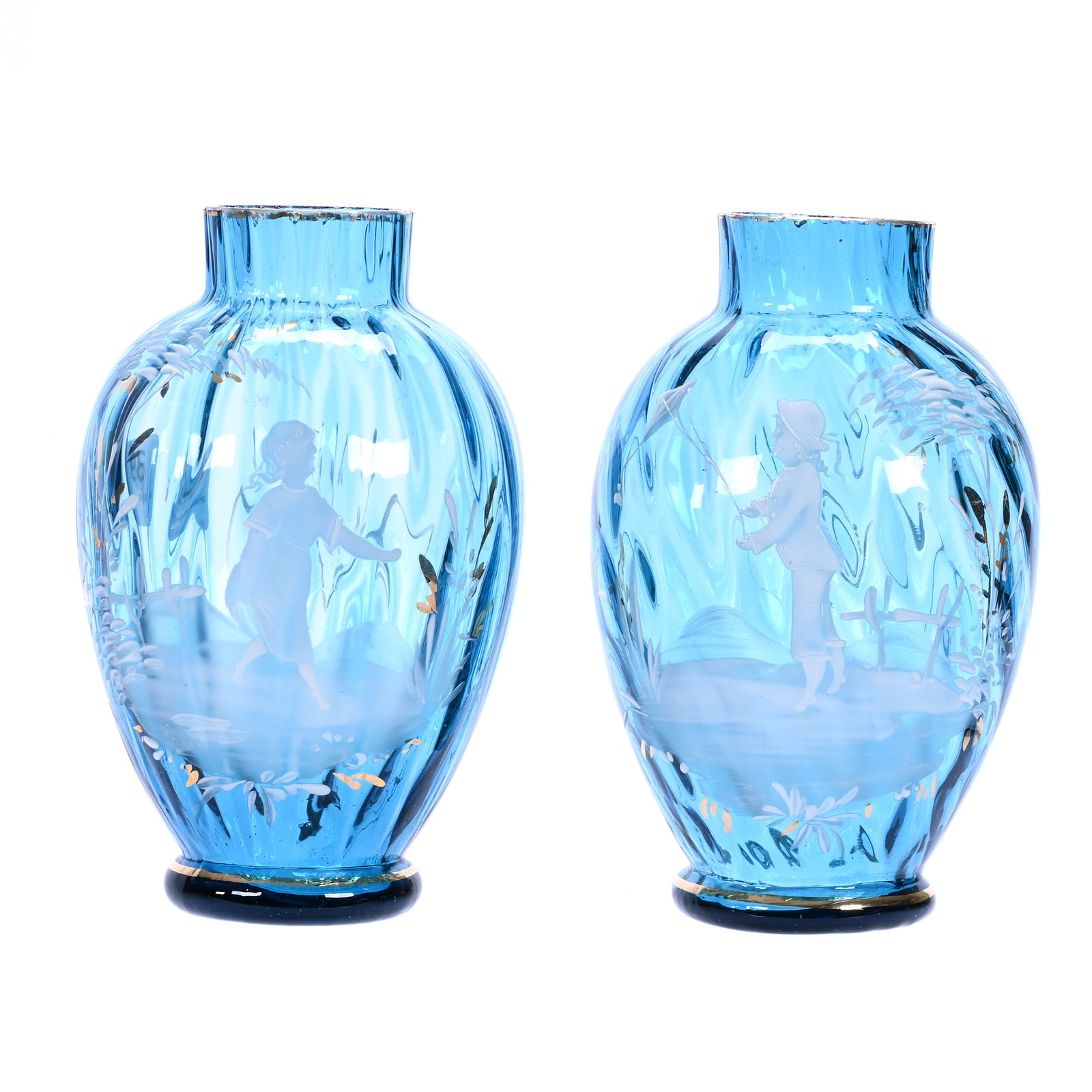 (2) Vases, Mary Gregory Scenic Decor (1 of 3)