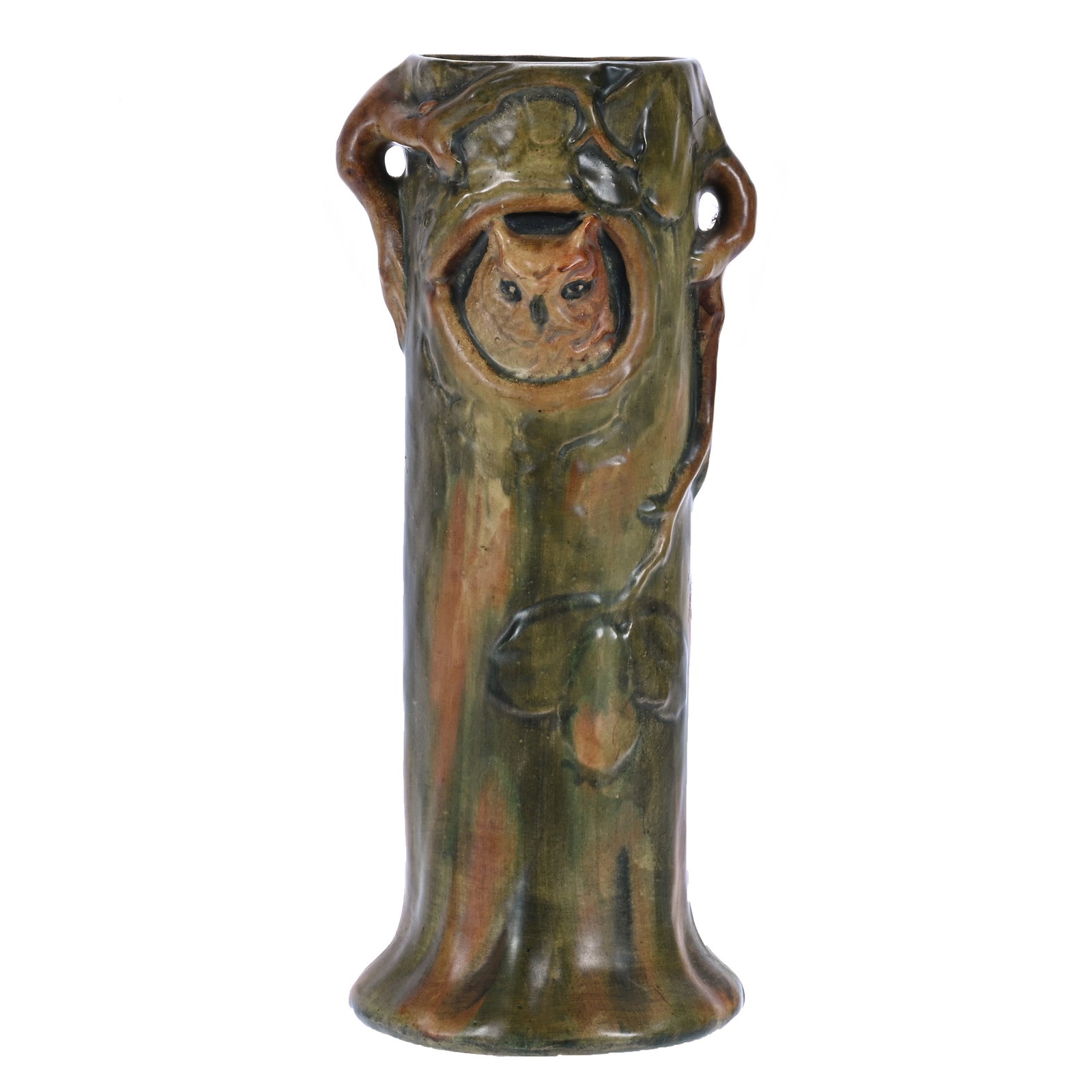 Vase, Marked Weller Art Pottery, Woodcraft Owl Pattern (1 of 3)