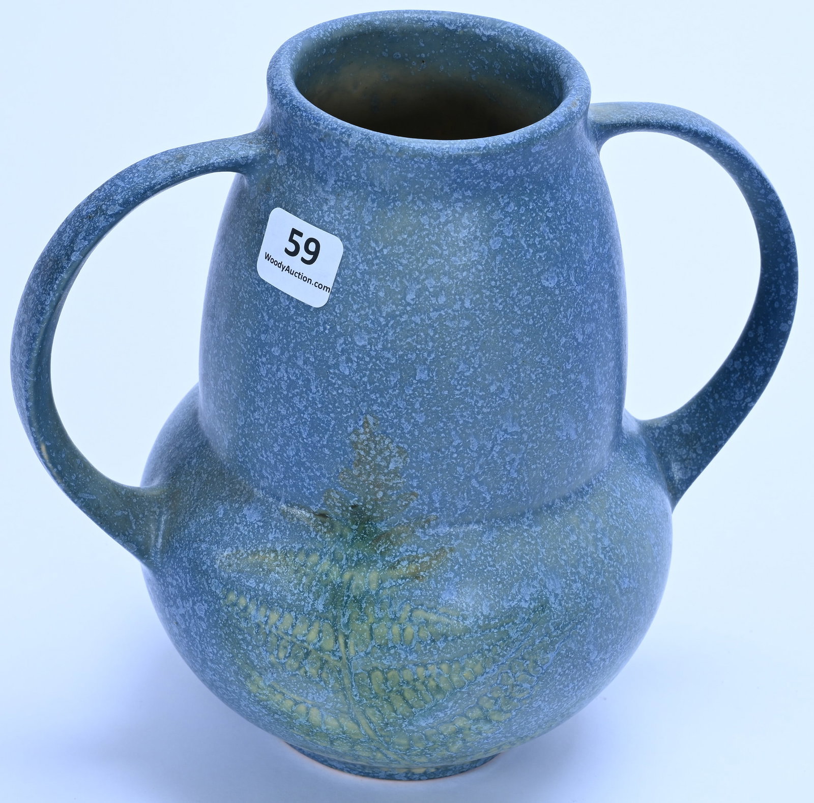 Two Handled Vase, Unmarked Roseville Art Pottery - 2