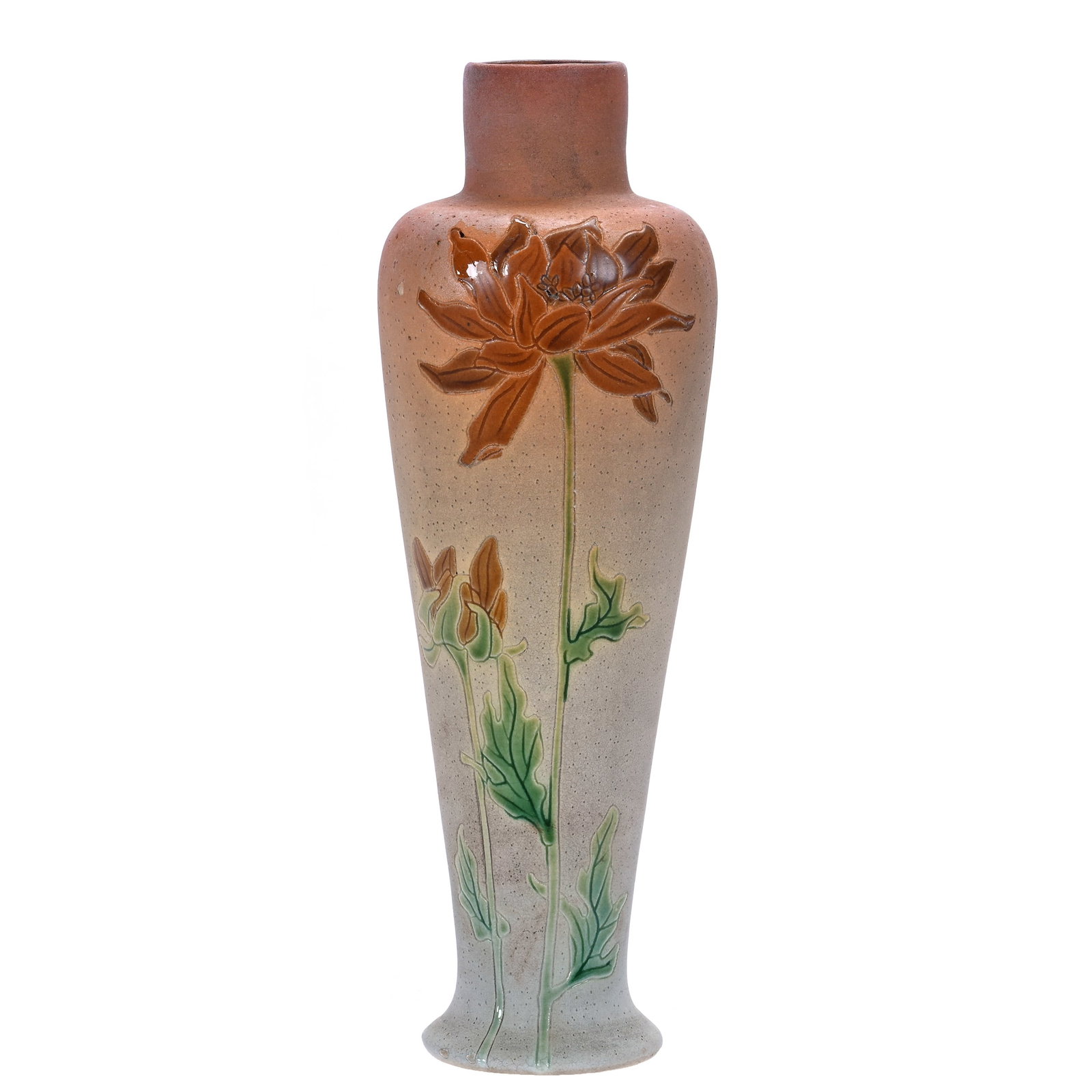 Vase, Unmarked Weller Art Pottery, Fudzi Pattern (1 of 3)