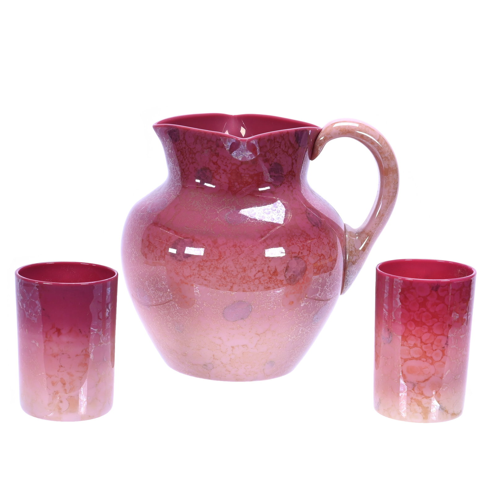 Water Set, Pink Agata Art Glass By New England (1 of 3)