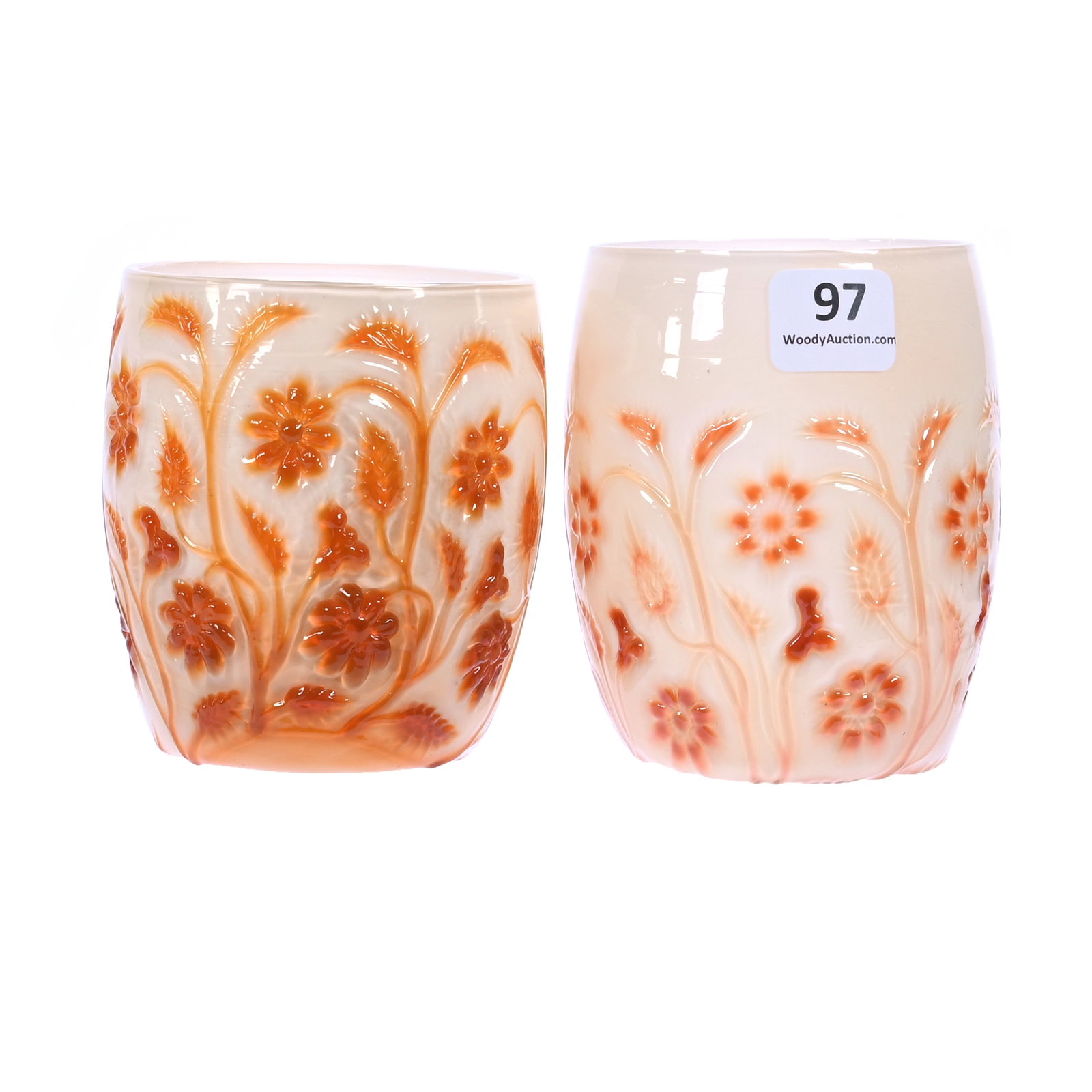 (2) Tumblers, Findlay Onyx Butterscotch Art Glass (1 of 4)