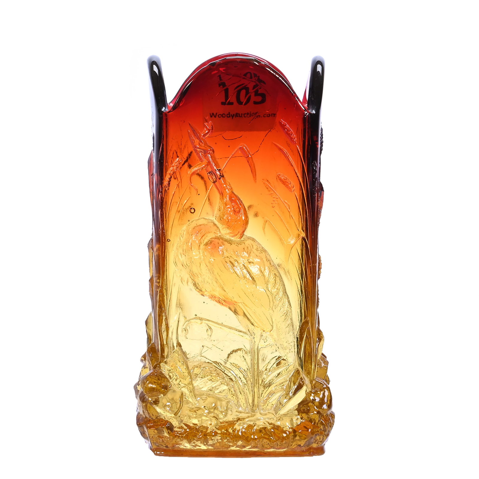 Square Vase, Amberina Art Glass By New England, Designed By Joseph Locke (1 of 4)