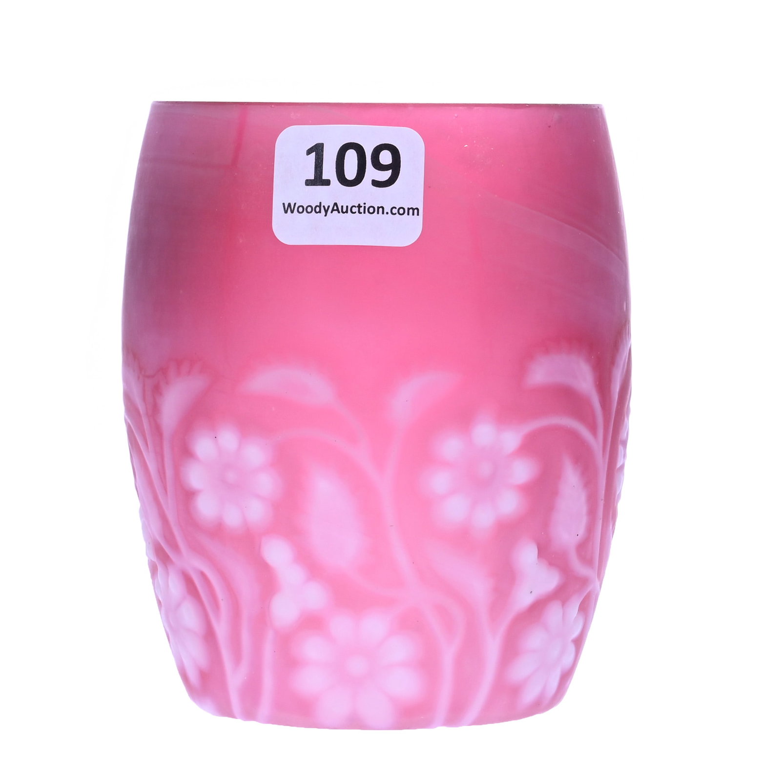 Tumbler, Findlay Onyx Cranberry Opalescent Satin Finish Art Glass: Tumbler, Findlay Onyx Cranberry Opalescent Satin Finish Art Glass, 3.625 x 3 x 3 Inches, Light Interior Rim Nicks, 0.4 Pounds, Douglas Millhoff Collection, Ohio. Effective 6/6/26, All LiveAuctioneers 