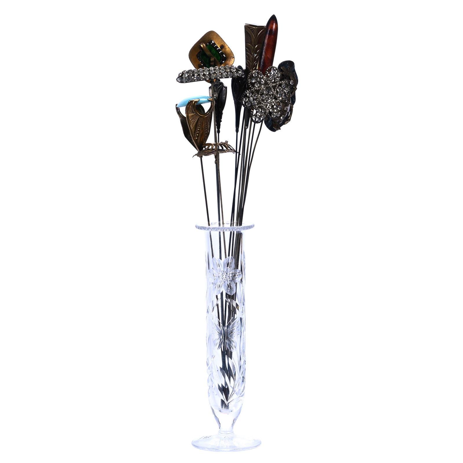 Pedestal Hat Pin Holder With (12) Vintage Hat Pins (1 of 5)