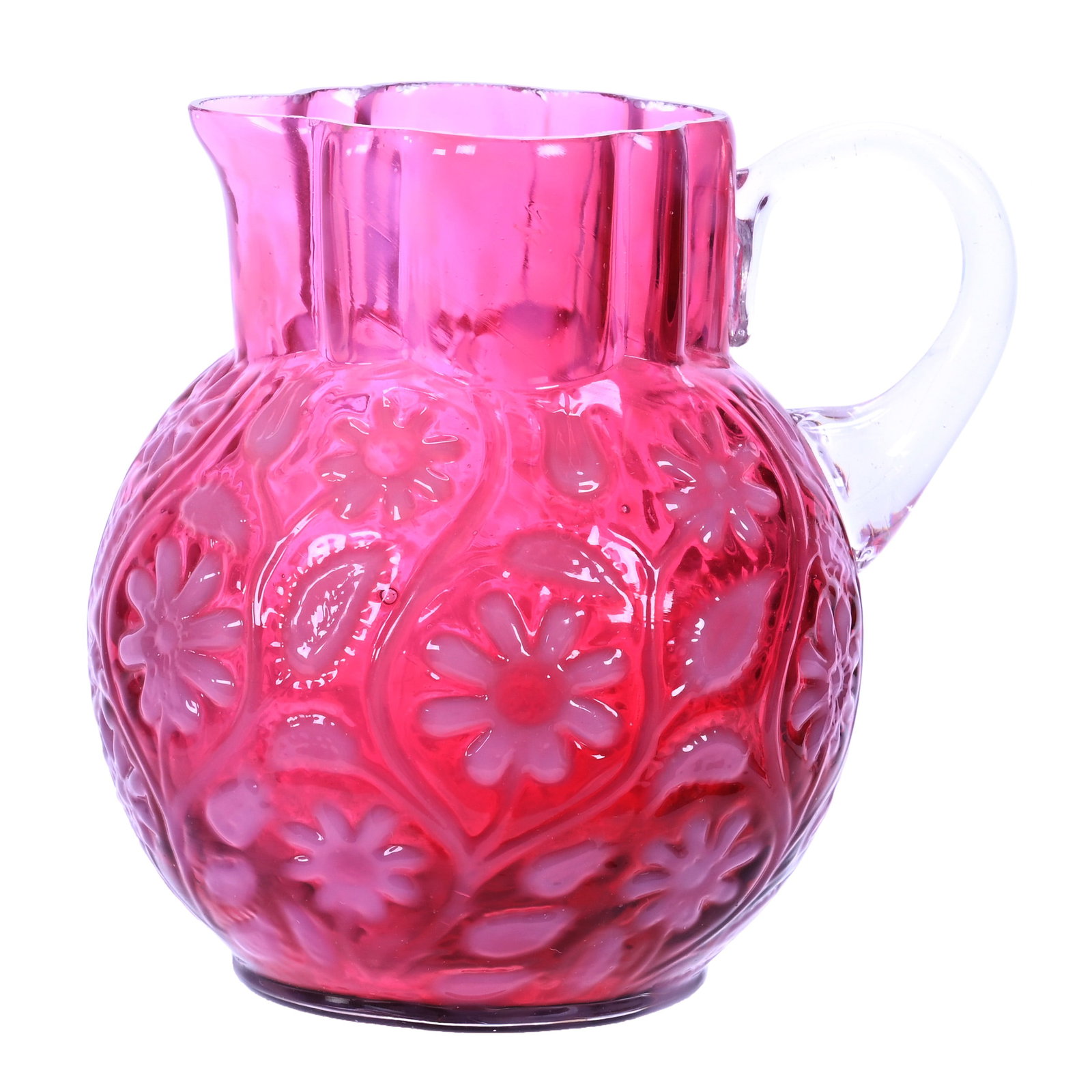 Creamer, Findlay Onyx Cranberry Opalescent Art Glass (1 of 3)